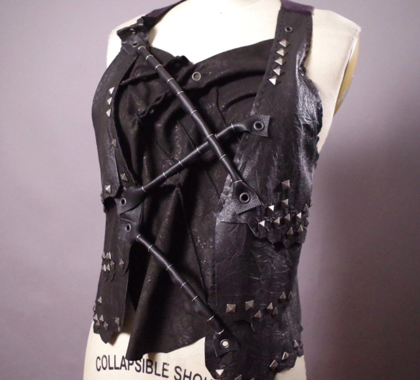 Studded leather halter top, goth grunge leather top, Goth clothes