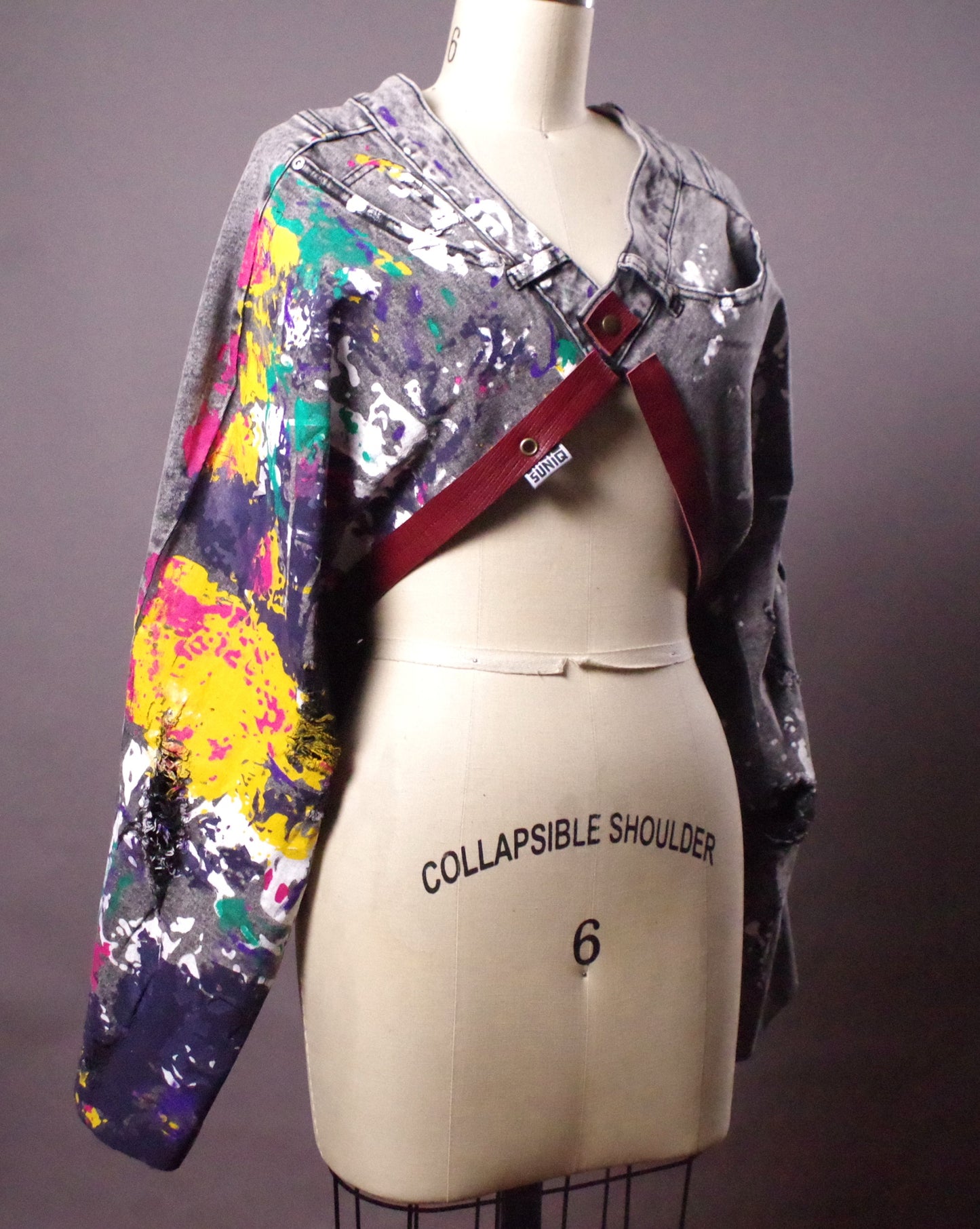 Paint Splatter Jean Jacket, Unique Denim Bolero Jacket, Women Jean Denim Jacket, Street Fashion, Graffiti