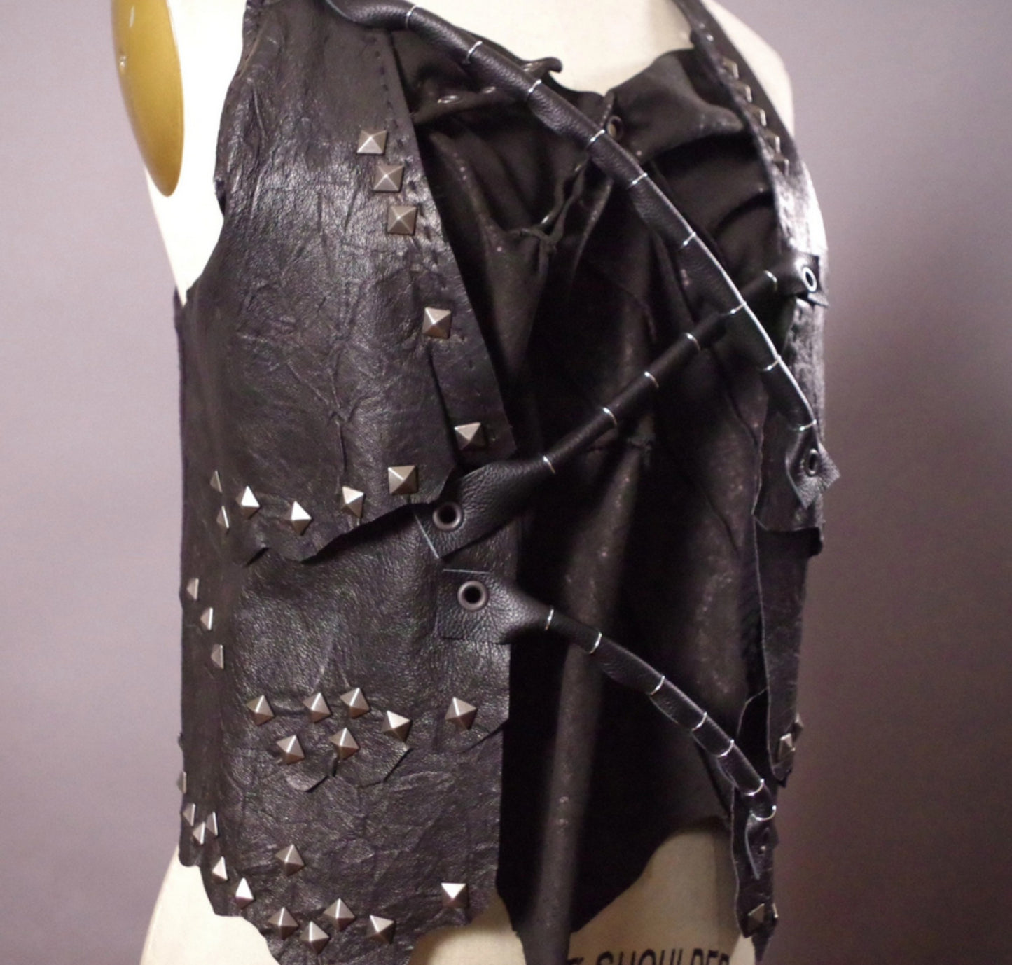 Studded leather halter top, goth grunge leather top, Goth clothes