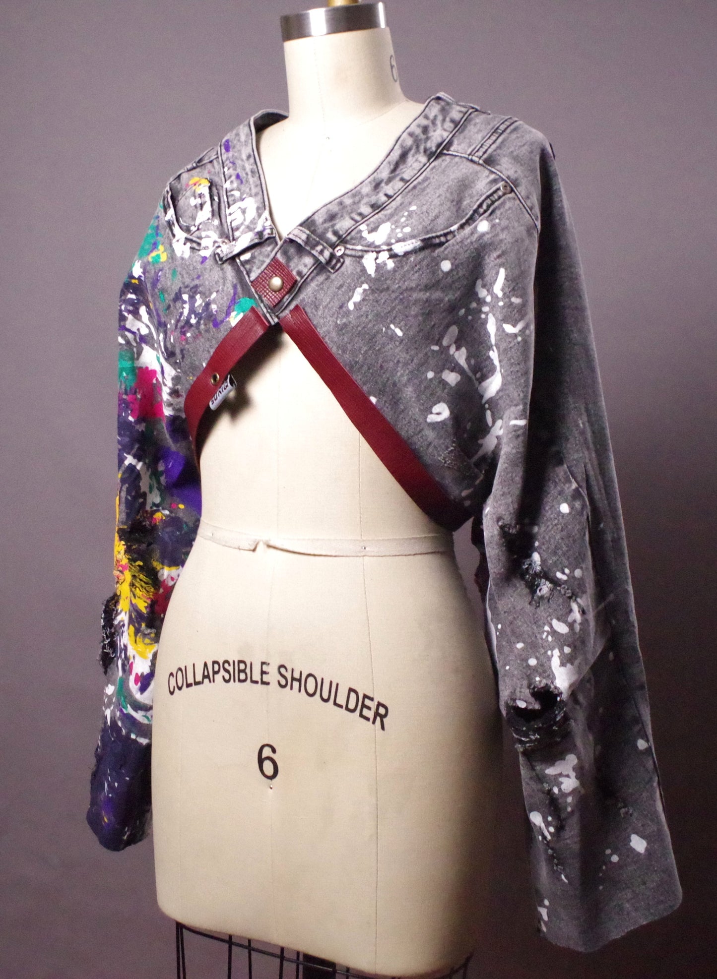 Paint Splatter Jean Jacket, Unique Denim Bolero Jacket, Women Jean Denim Jacket, Street Fashion, Graffiti