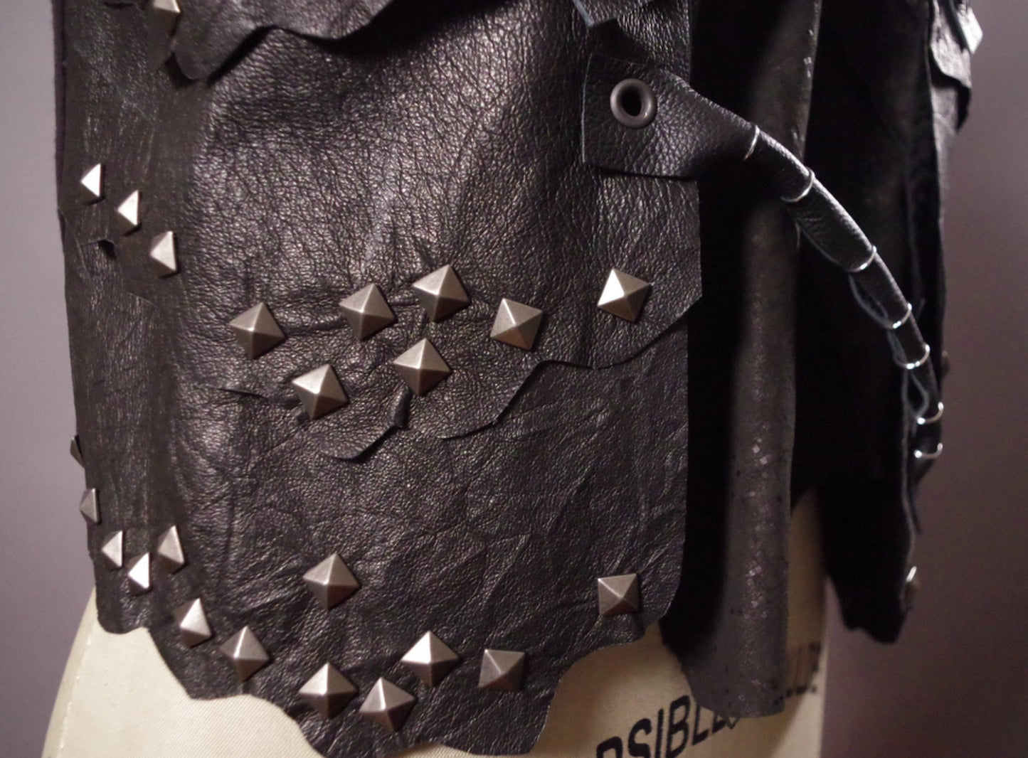 Studded leather halter top, goth grunge leather top, Goth clothes