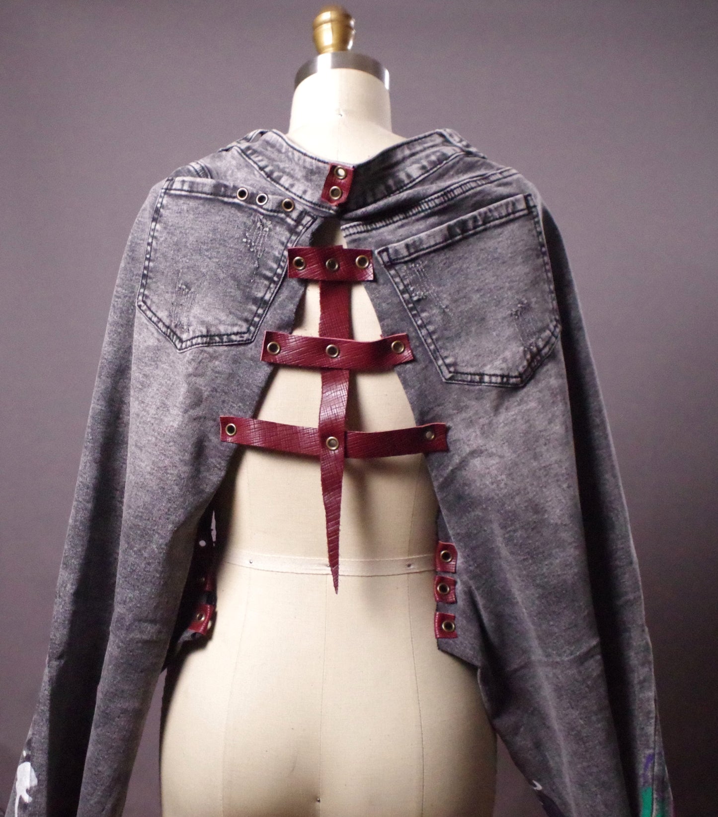 Paint Splatter Jean Jacket, Unique Denim Bolero Jacket, Women Jean Denim Jacket, Street Fashion, Graffiti