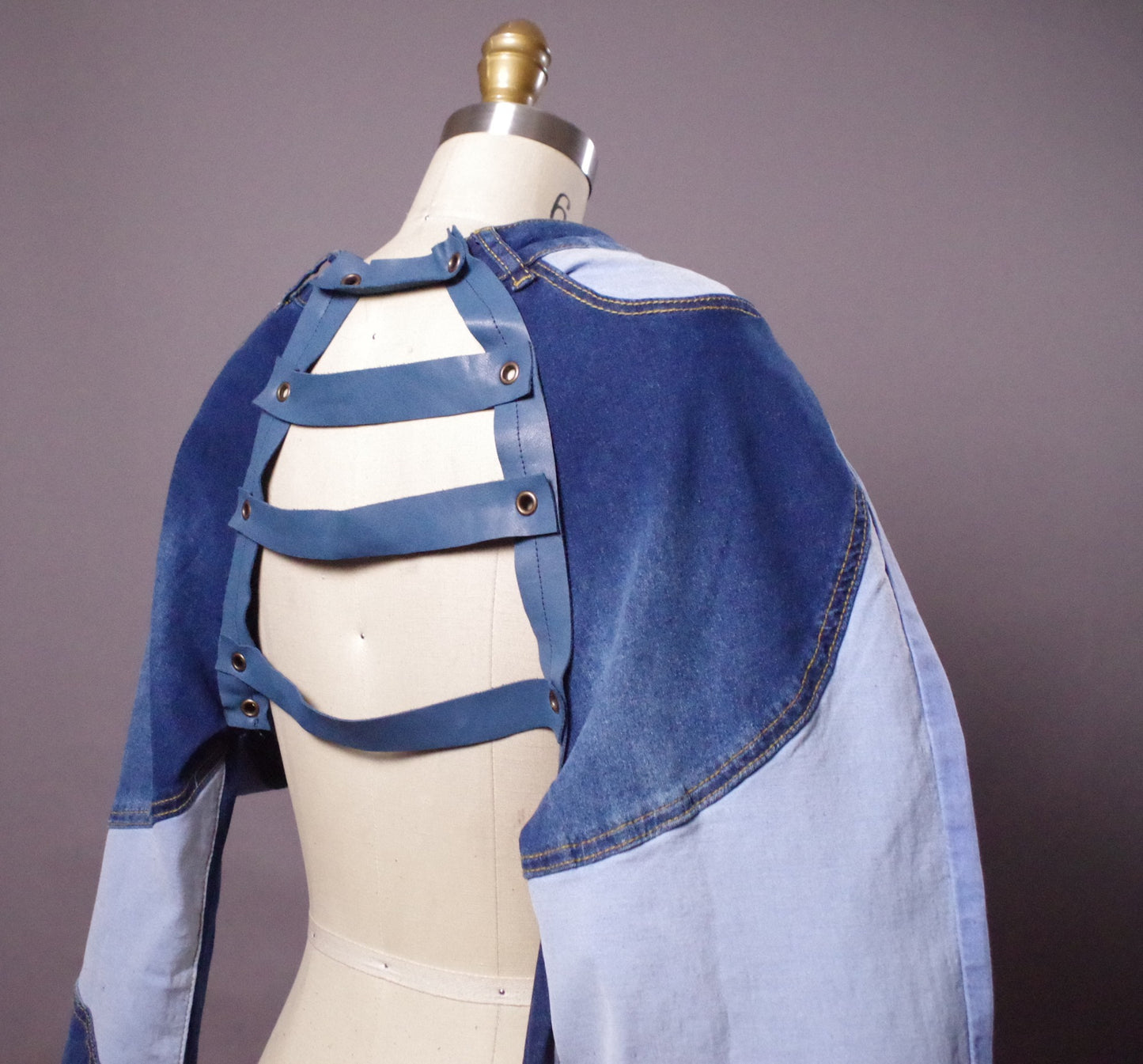 Patchwork Jean Jacket, Unique Denim Bolero Jacket, OOAK Jean Denim Jacket, Crop Jacket, Street Fashion, Cyberpunk