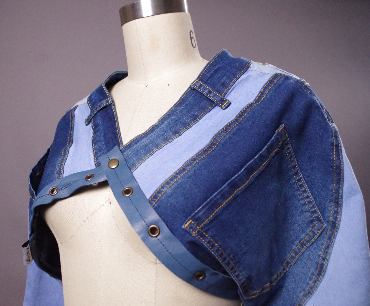 Patchwork Jean Jacket, Unique Denim Bolero Jacket, OOAK Jean Denim Jacket, Crop Jacket, Street Fashion, Cyberpunk