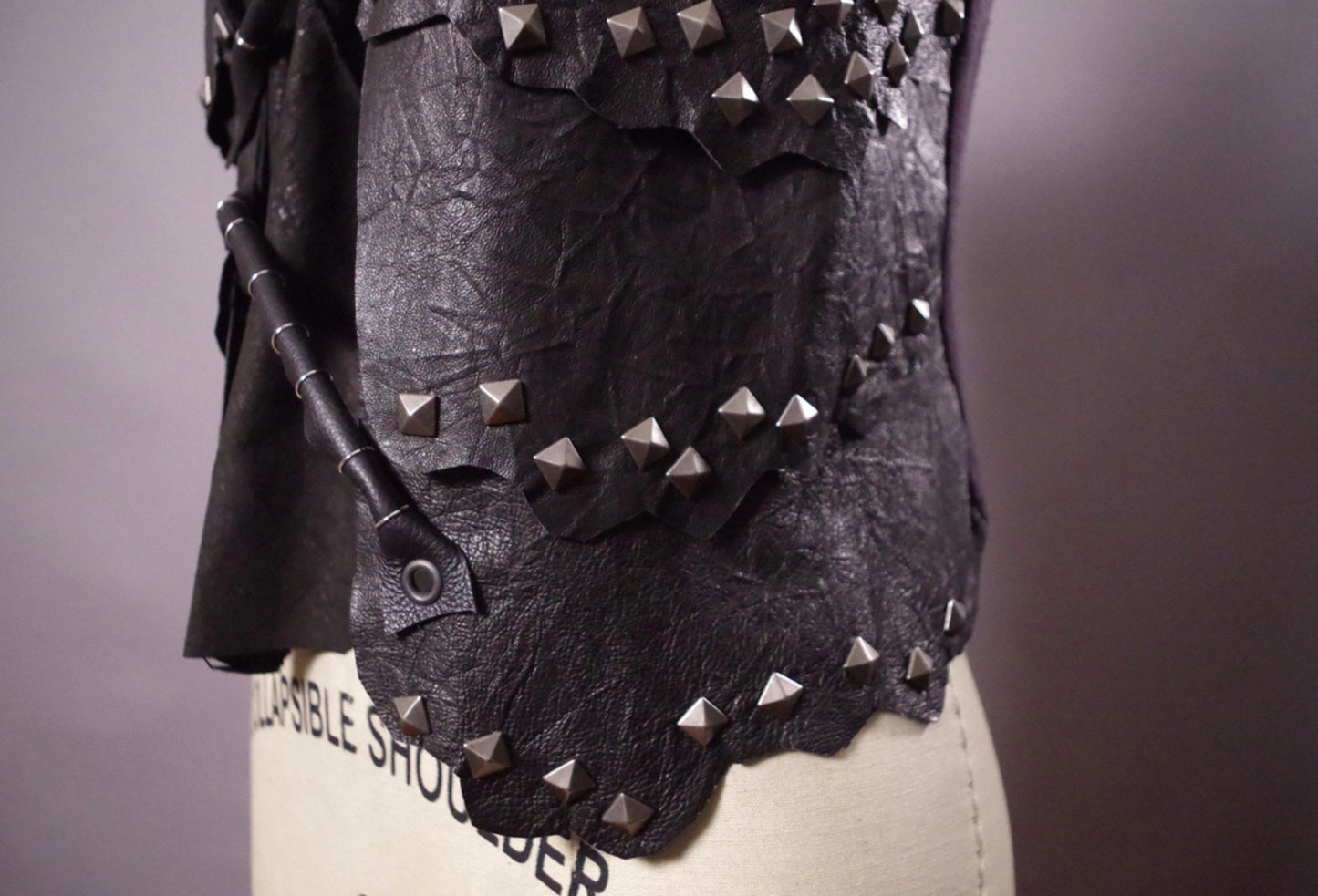 Studded leather halter top, goth grunge leather top, Goth clothes