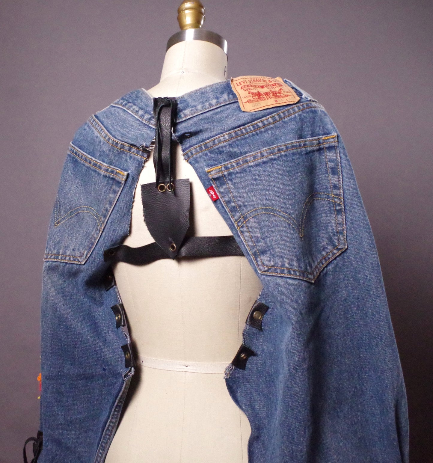 Crochet denim jacket, Up-cycled Jean Jacket, Unique Denim Bolero Jacket, Street Fashion, Women crop jacket