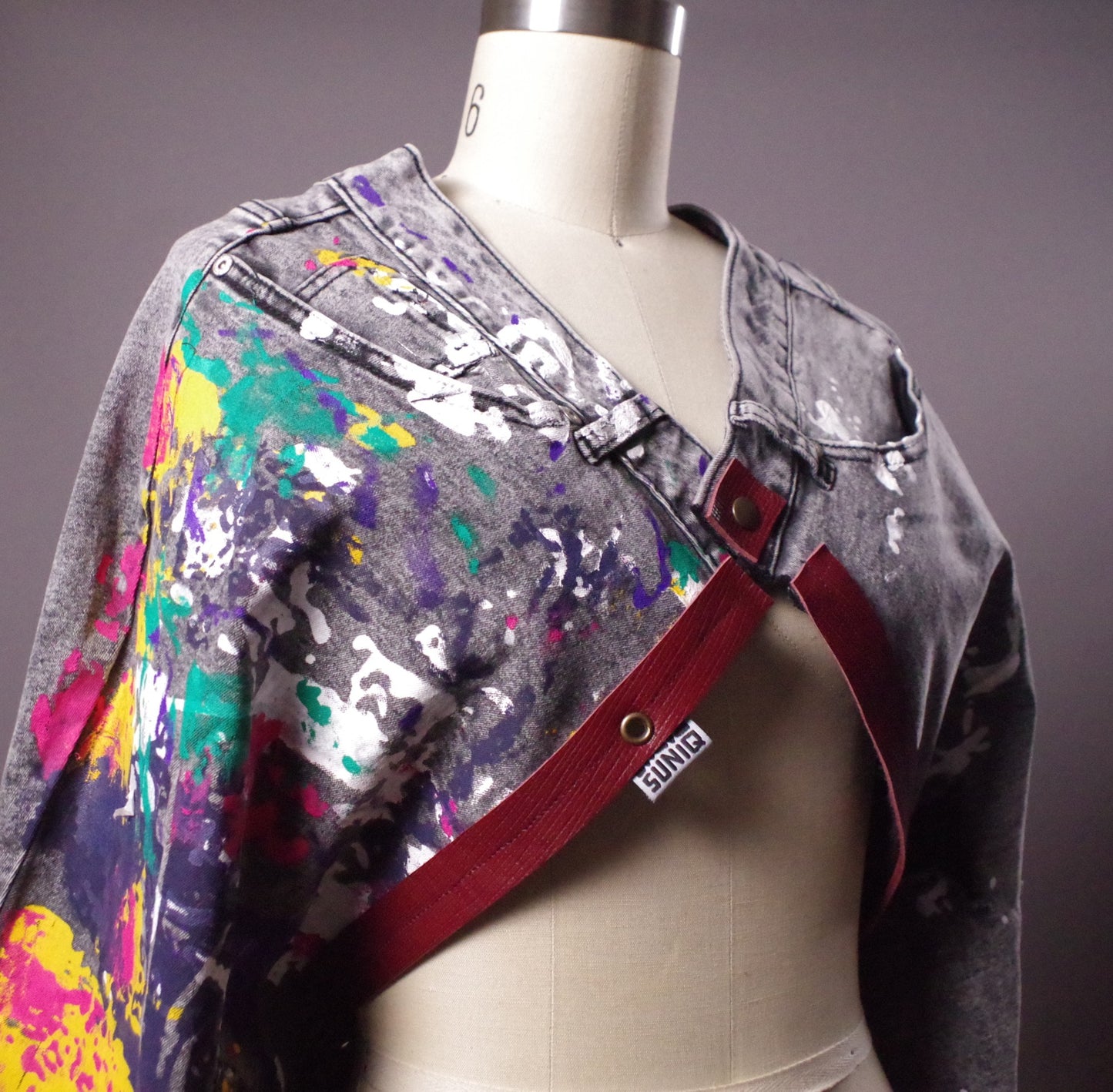 Paint Splatter Jean Jacket, Unique Denim Bolero Jacket, Women Jean Denim Jacket, Street Fashion, Graffiti