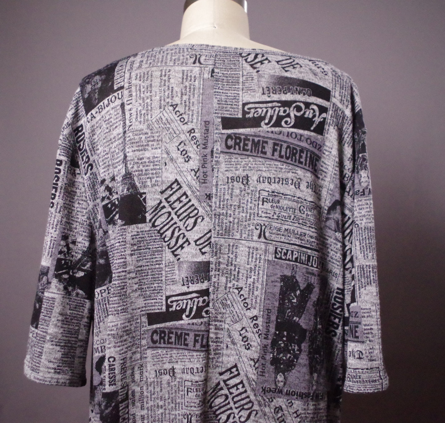 XXL summer long dress, XXL newspaper print dress, XXL Upcycled Clothing