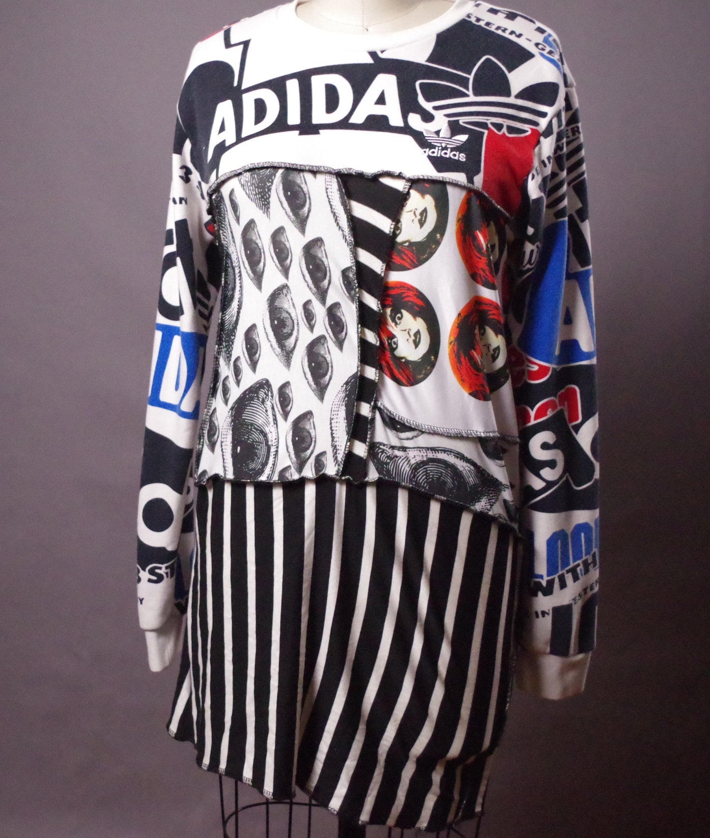 Reworked sweatshirt, Up-cycled patchwork Tunic, Upcycled Clothing