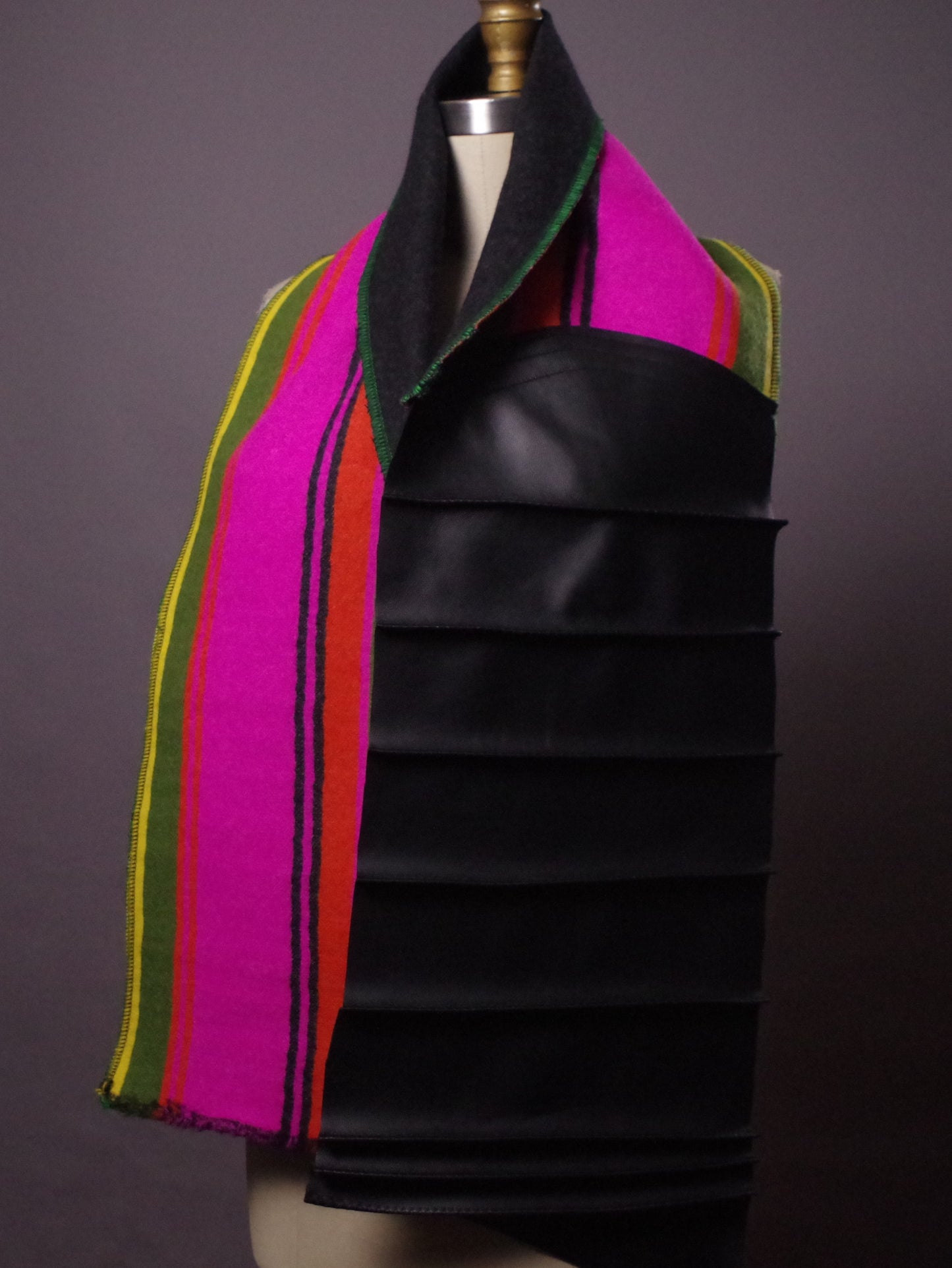 Alpaca and Leather Scarf, Women Alpaca Long Scarf, Pink Leather Wool Scarf, Fashion accessories