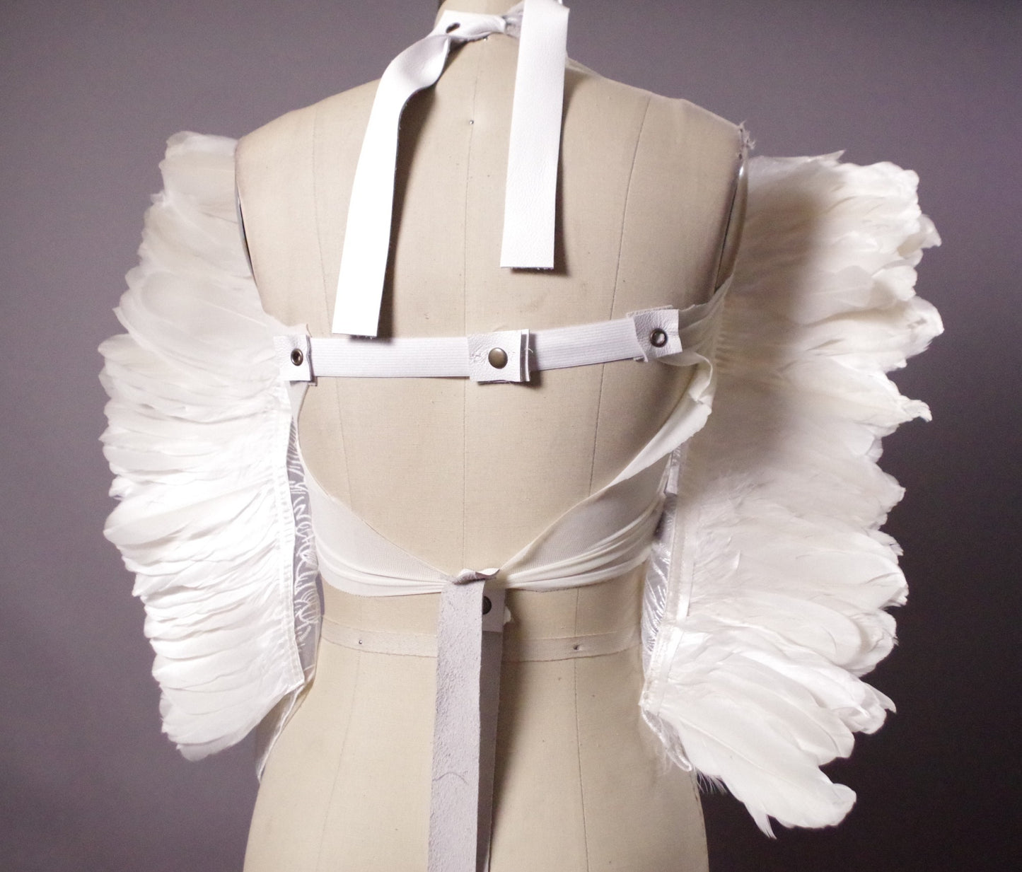 Angel wings top, Festival leather angel top, Party angel costume, Angel Wings