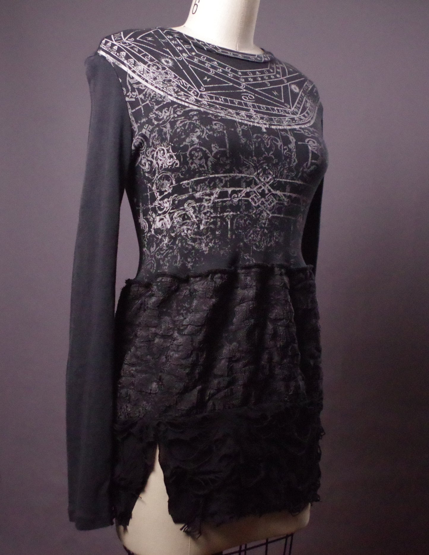 Witchy Zodiac Ripped tunic dress, Edgy goth tunic, Astrology ripped tunic, Dark Fashion