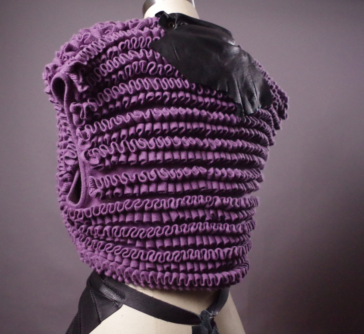 OOAK Cashmere and Leather Top, Unique Cashmere Leather Bolero, Art to wear, Upcycled Clothing