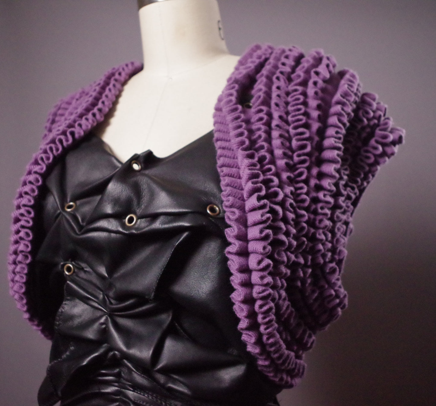 OOAK Cashmere and Leather Top, Unique Cashmere Leather Bolero, Art to wear, Upcycled Clothing