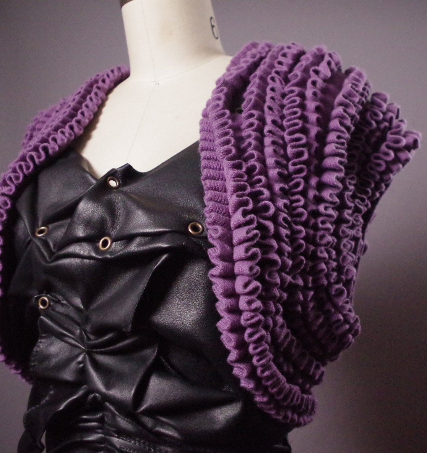 OOAK Cashmere and Leather Top, Unique Cashmere Leather Bolero, Art to wear, Upcycled Clothing