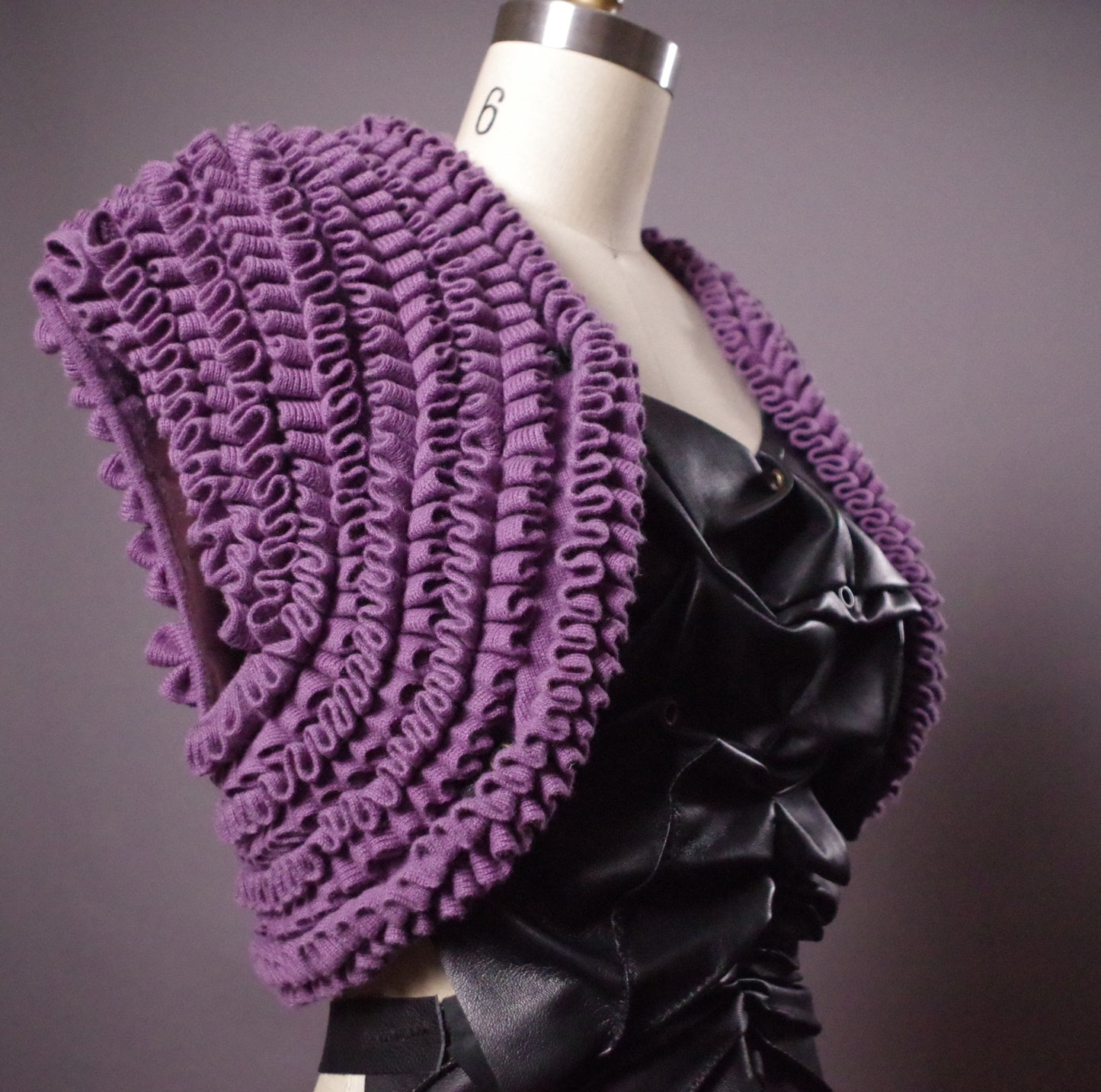 OOAK Cashmere and Leather Top, Unique Cashmere Leather Bolero, Art to wear, Upcycled Clothing