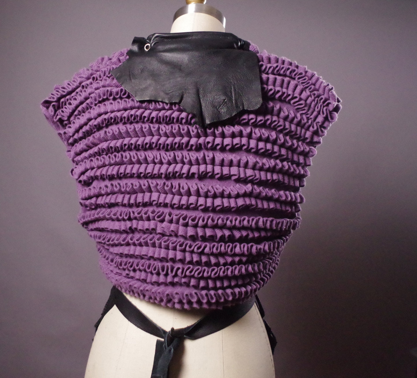 OOAK Cashmere and Leather Top, Unique Cashmere Leather Bolero, Art to wear, Upcycled Clothing