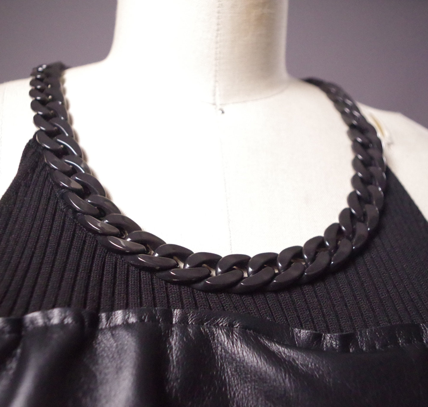Goth Ripped leather tunic dress, Edgy Chain tunic, Avantgarde leather clothes