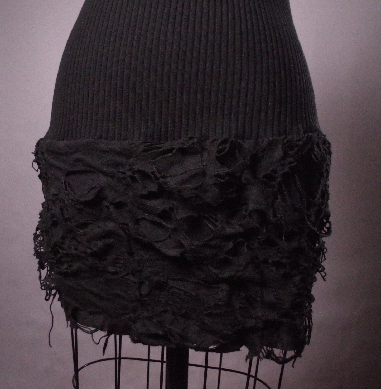 Goth Ripped leather tunic dress, Edgy Chain tunic, Avantgarde leather clothes