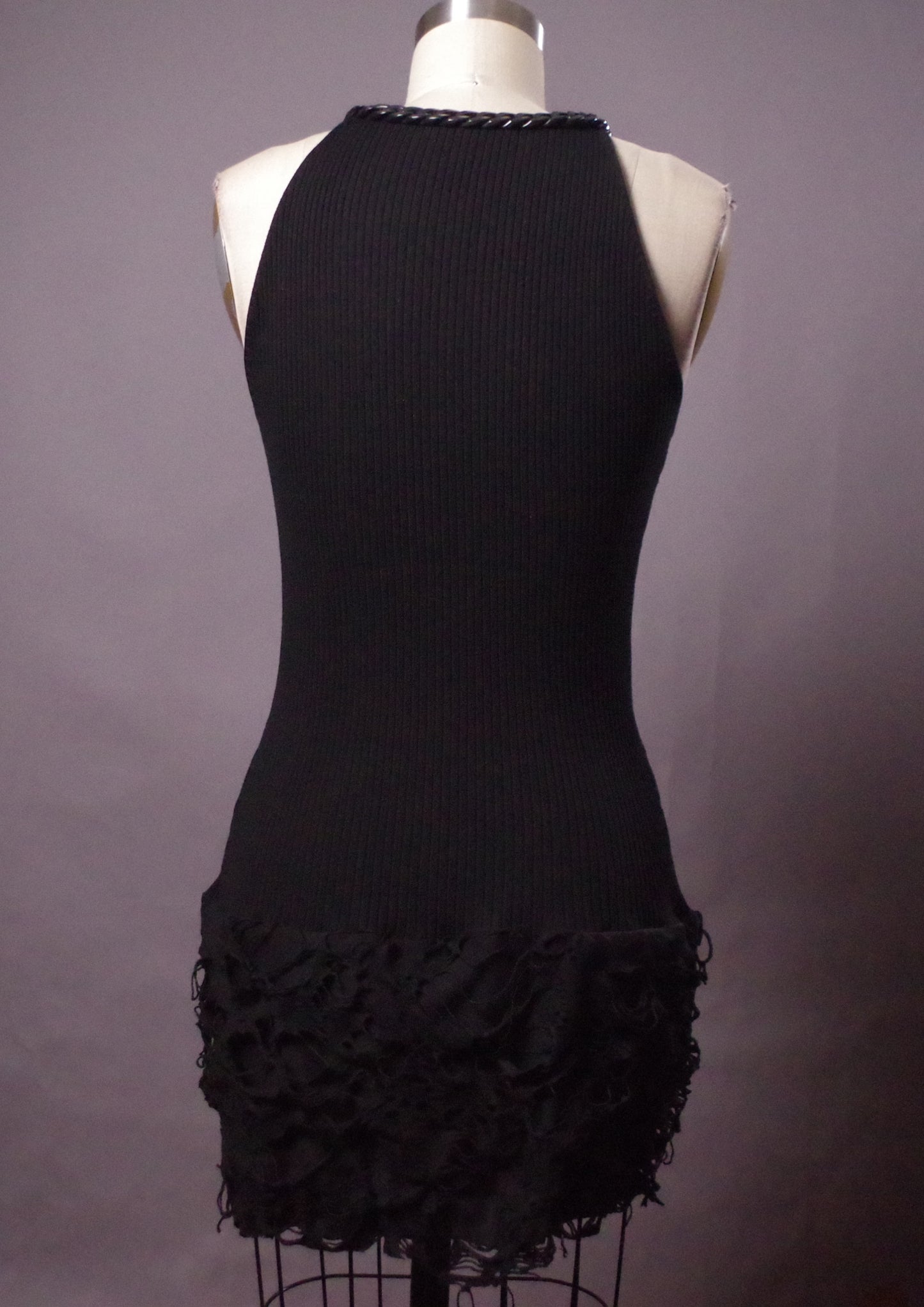 Goth Ripped leather tunic dress, Edgy Chain tunic, Avantgarde leather clothes