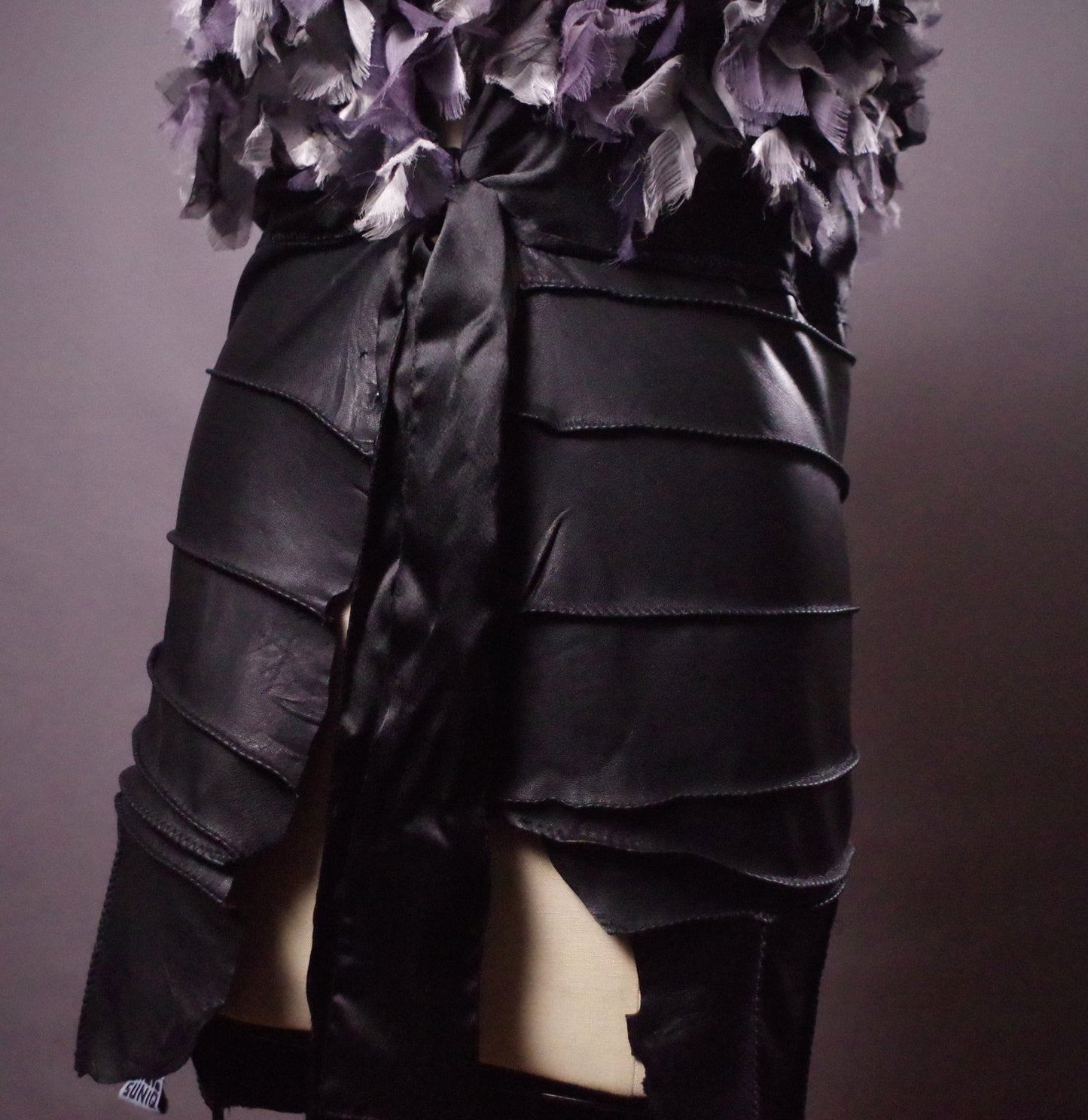 OOAK Leather Cocktail Jacket, Unique Leather Vest, Upcycled Rare Vest Jacket