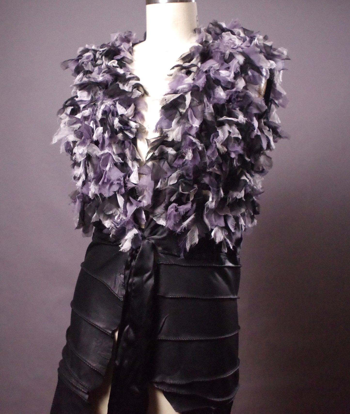 OOAK Leather Cocktail Jacket, Unique Leather Vest, Upcycled Rare Vest Jacket