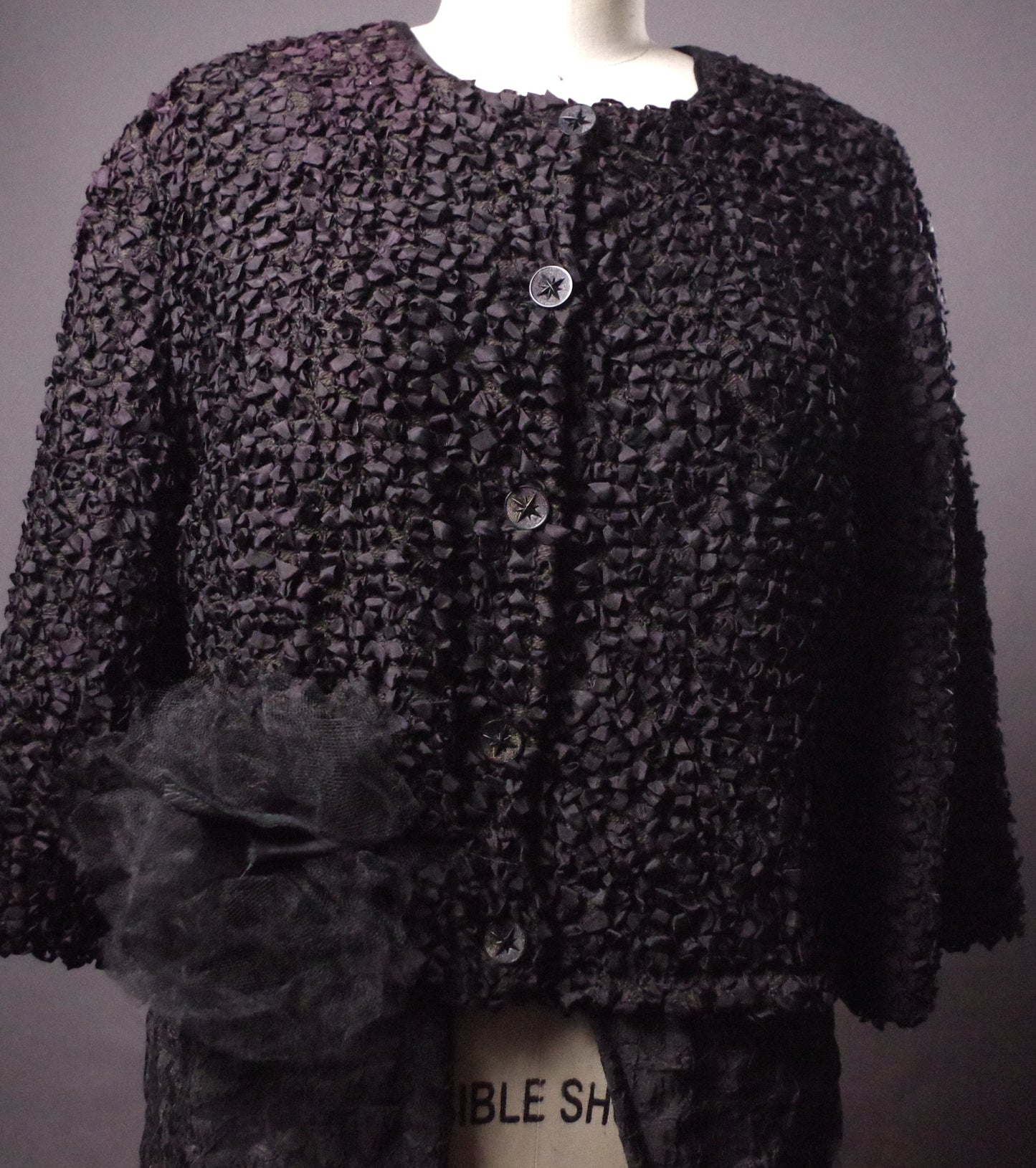 Unique Black Cocktail Jacket, OOAK Ribbon Soutache Jacket, Women Chic Jacket, Avantgarde Clothes