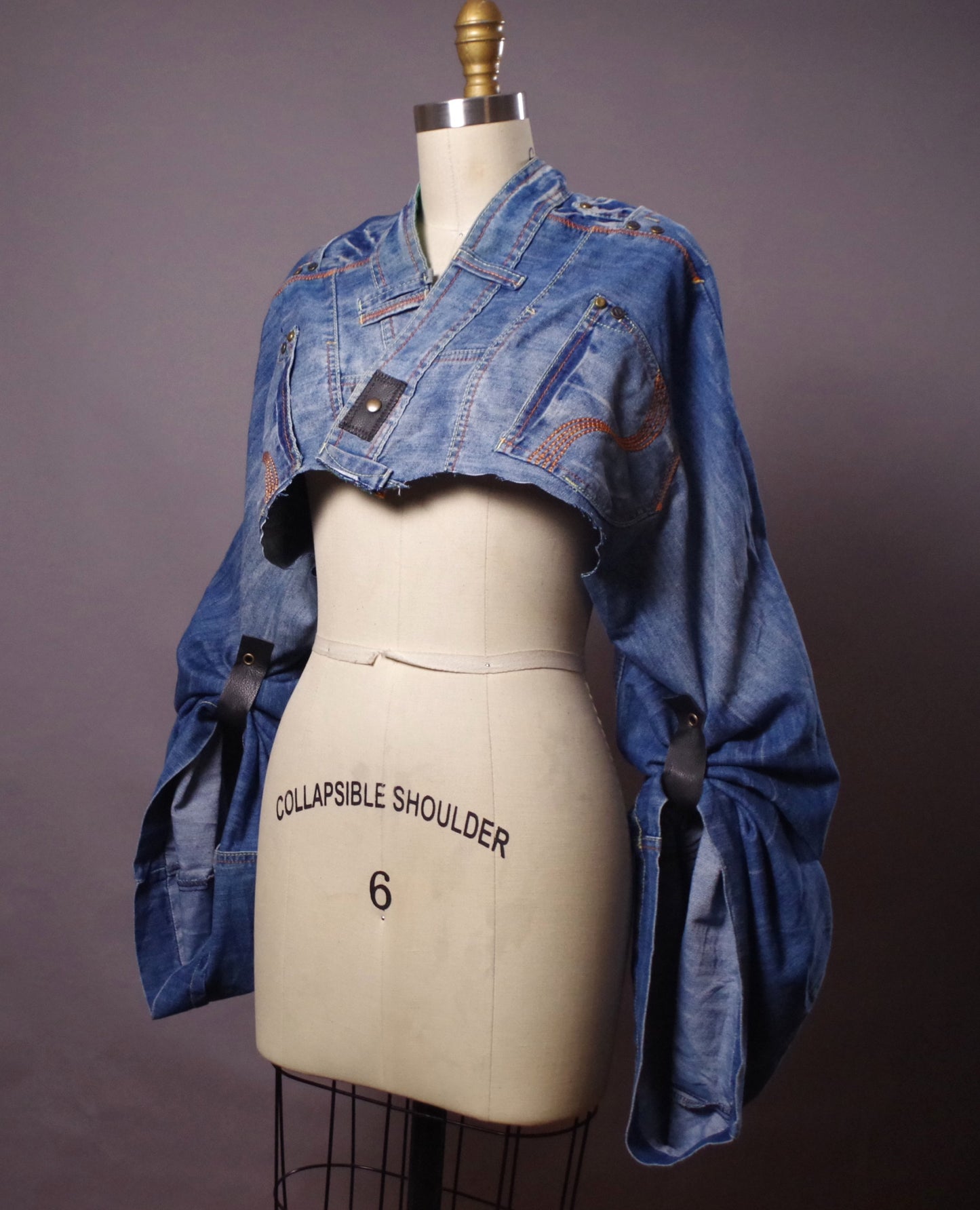 Up-cycled Jean Jacket, Unique Denim Bolero Jacket, Jean Denim Jacket, Street wear