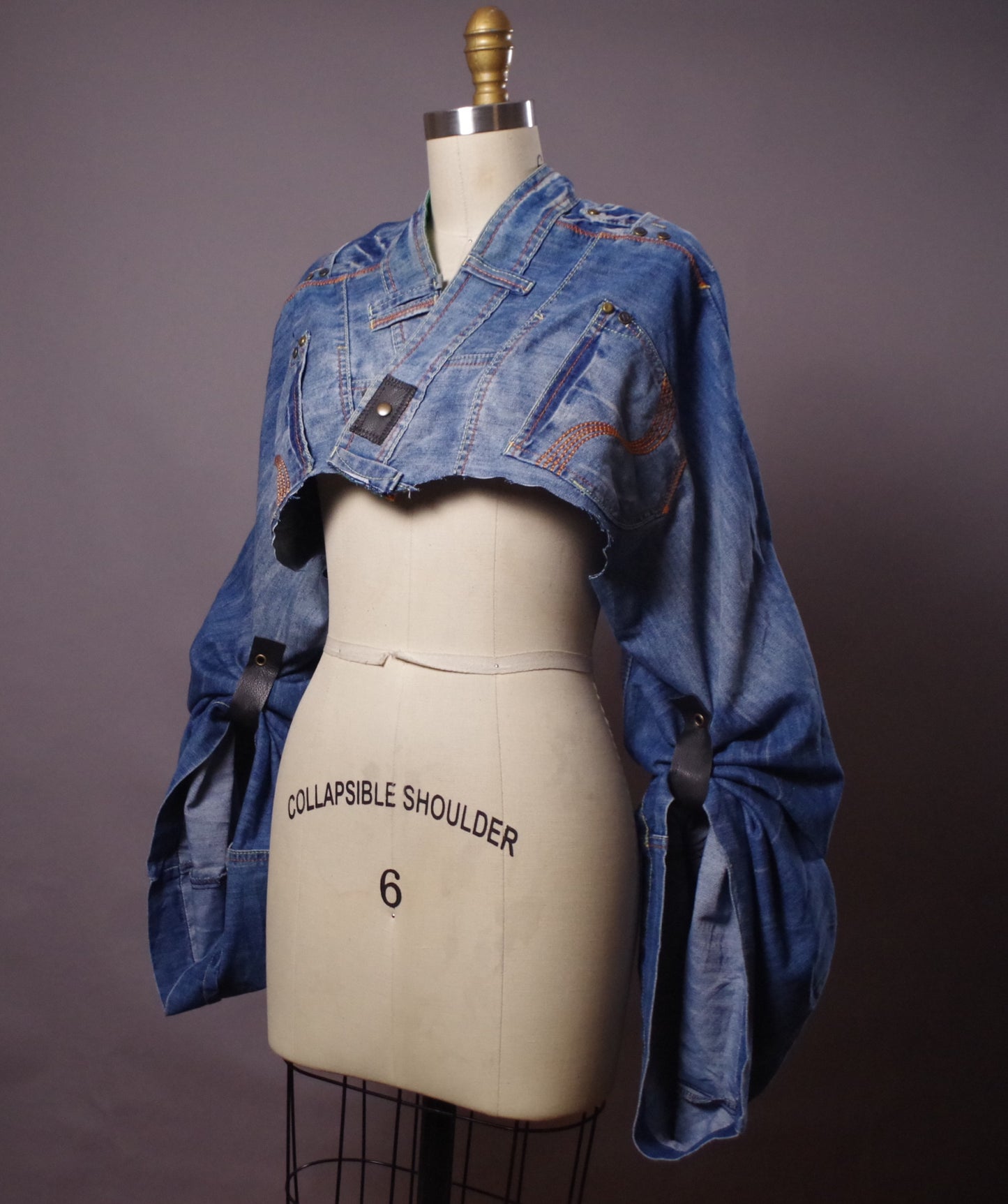 Up-cycled Jean Jacket, Unique Denim Bolero Jacket, Jean Denim Jacket, Street wear