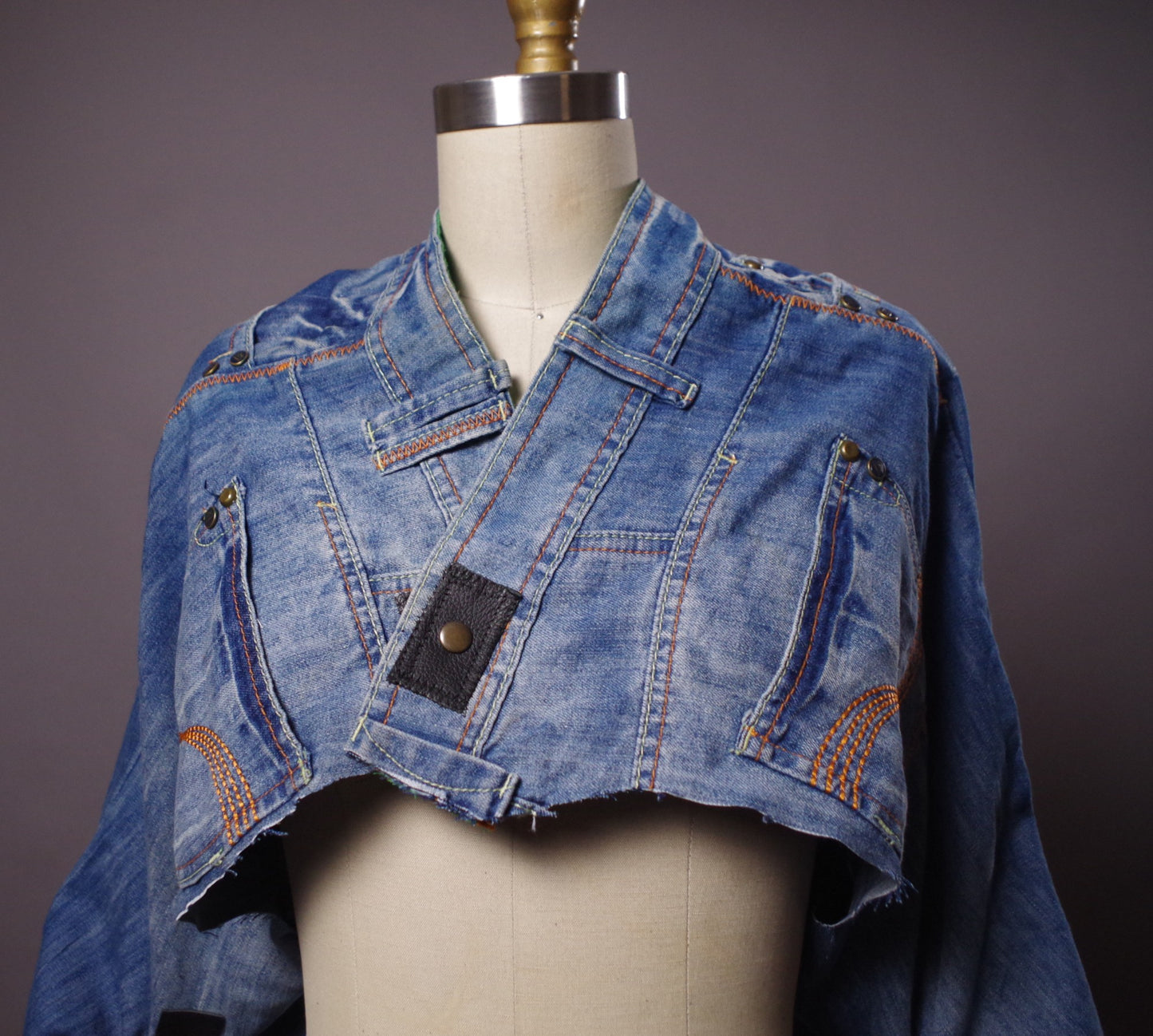 Up-cycled Jean Jacket, Unique Denim Bolero Jacket, Jean Denim Jacket, Street wear