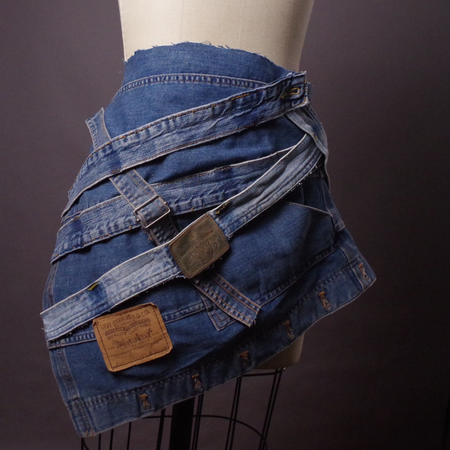 OOAK Up-cycled Jean Scarf, Unique unisex denim neck warmer, Up-cycled Jeans Accessories, Street Style, Punk Wear