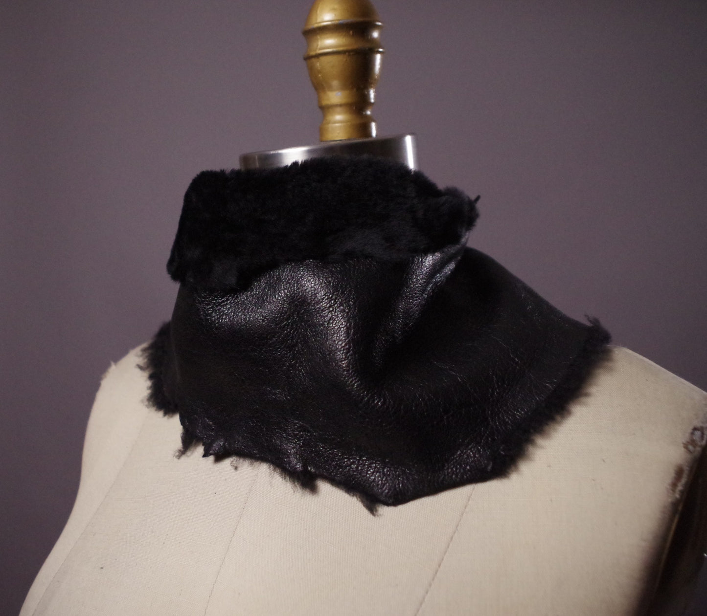 Faux fur Leather scarf, Genuine leather scarf, Black leather scarves, Goth, Fashion Accessories