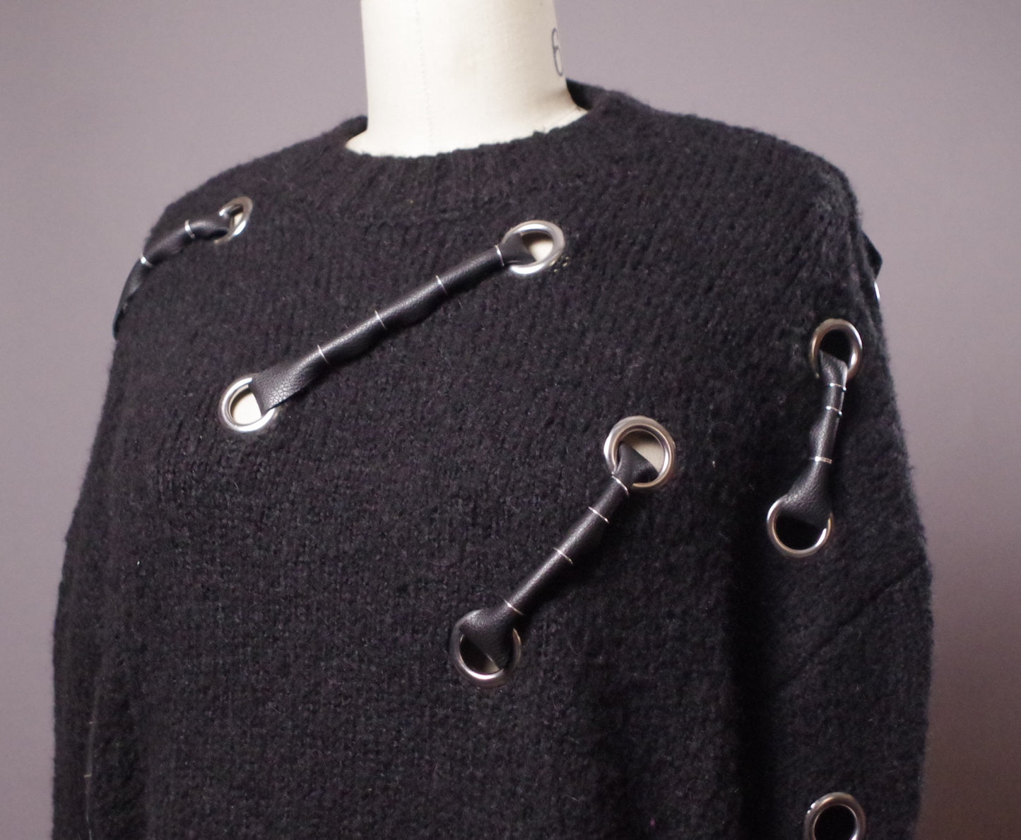 Grommet goth sweater, Black Alpaca blend sweater, Ripped gothic sweater, Alternative clothes, Grunge style