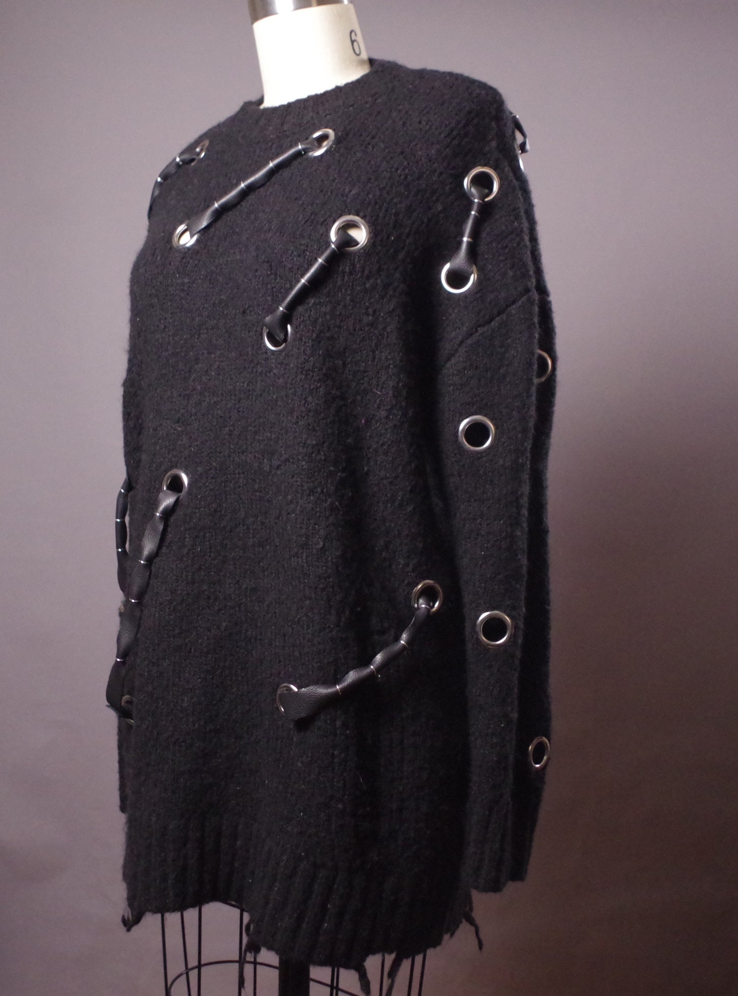 Grommet goth sweater, Black Alpaca blend sweater, Ripped gothic sweater, Alternative clothes, Grunge style