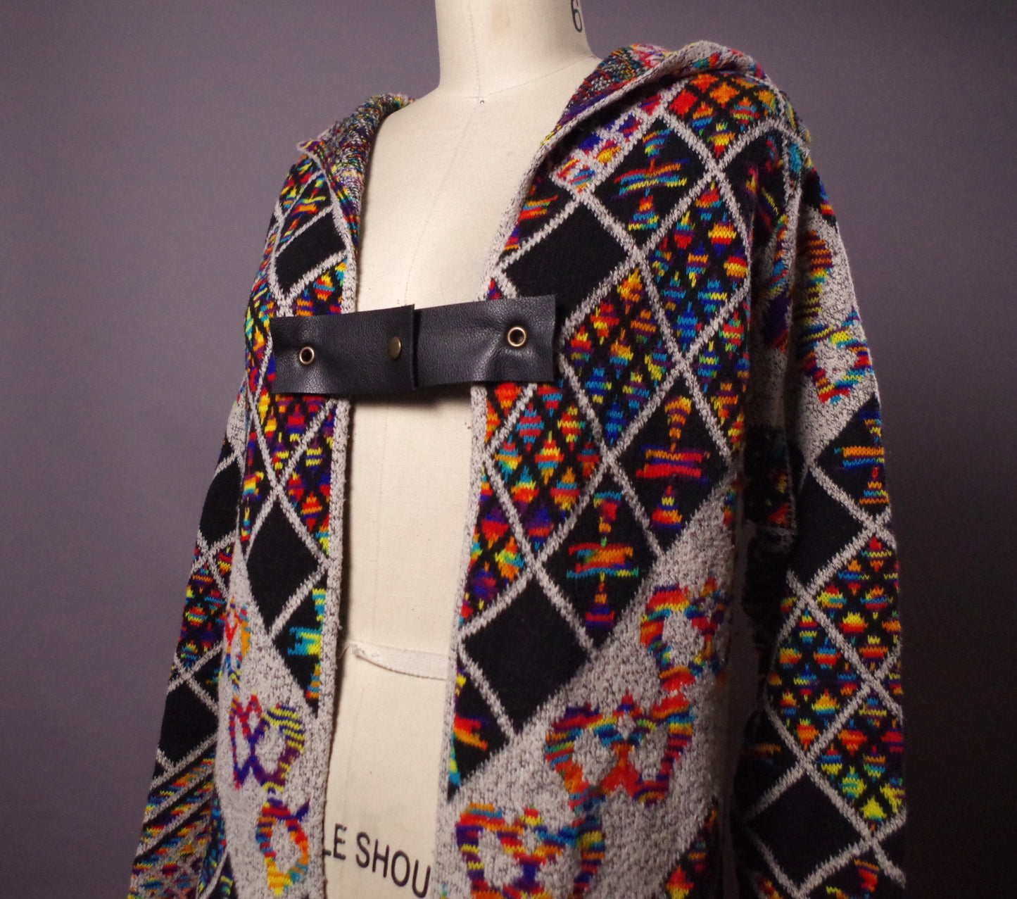 Upcycled Patchwork Hoodie, Hippie Colorful Cardigan, Boho Wool Cardigan, Funky, Upcycled Clothing