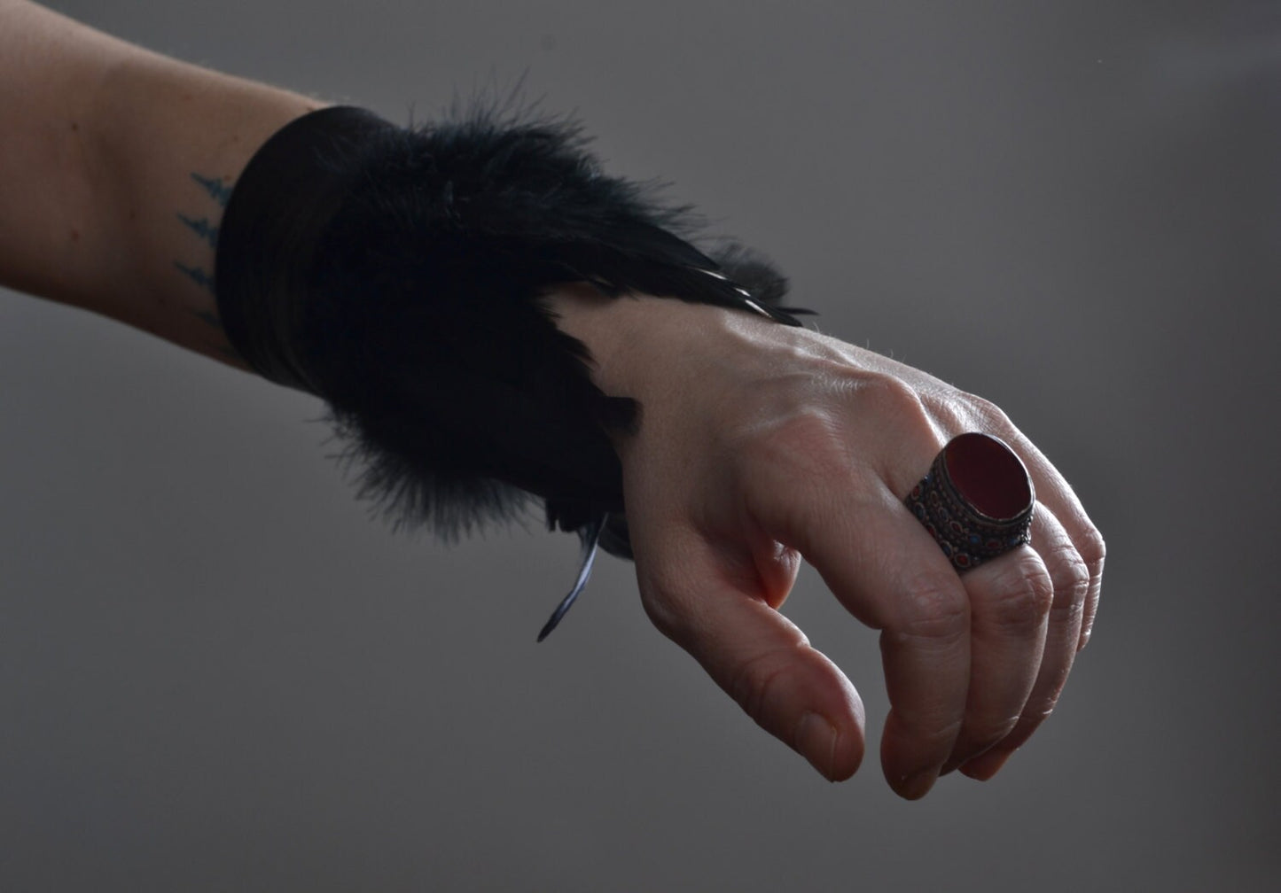 Feather Leather Cuff Bracelet, Black Leather Cuff Bracelet, Leather Feather Cuff, Festival Accessories, Burning Man