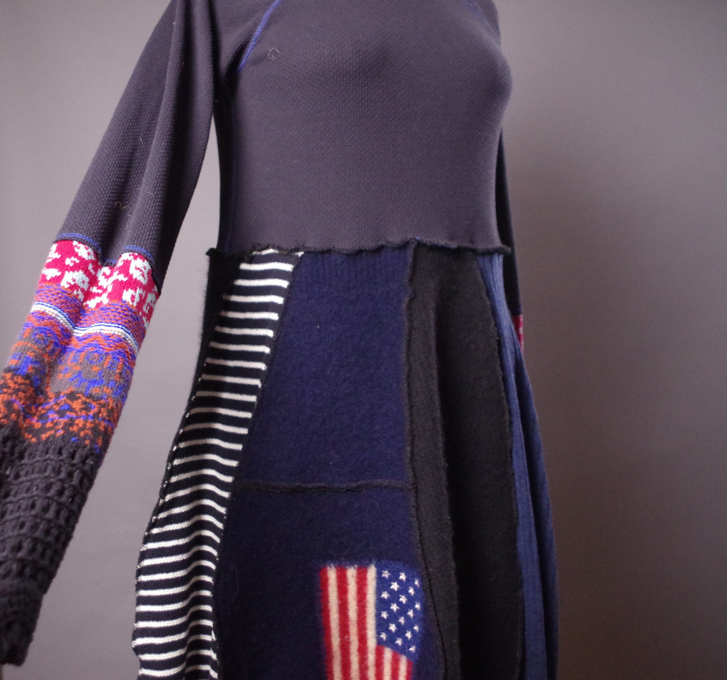 OOAK Wool Dress, America Wool Dress, USA Patriotic clothes