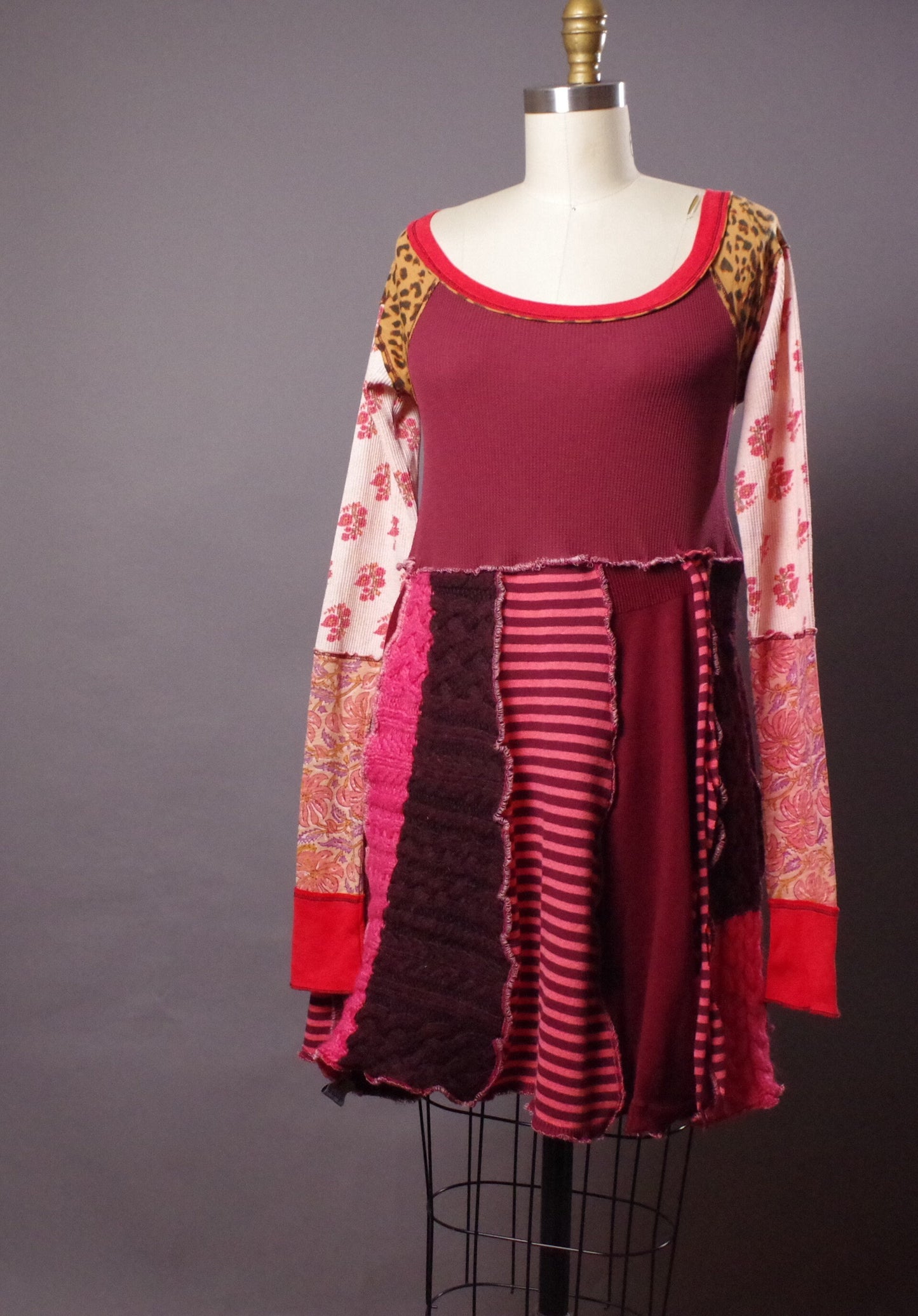 Up-cycled Sweater Dress, Pink Sweater Dress, Patchwork Sweater Dress, One of a KInd Clothing