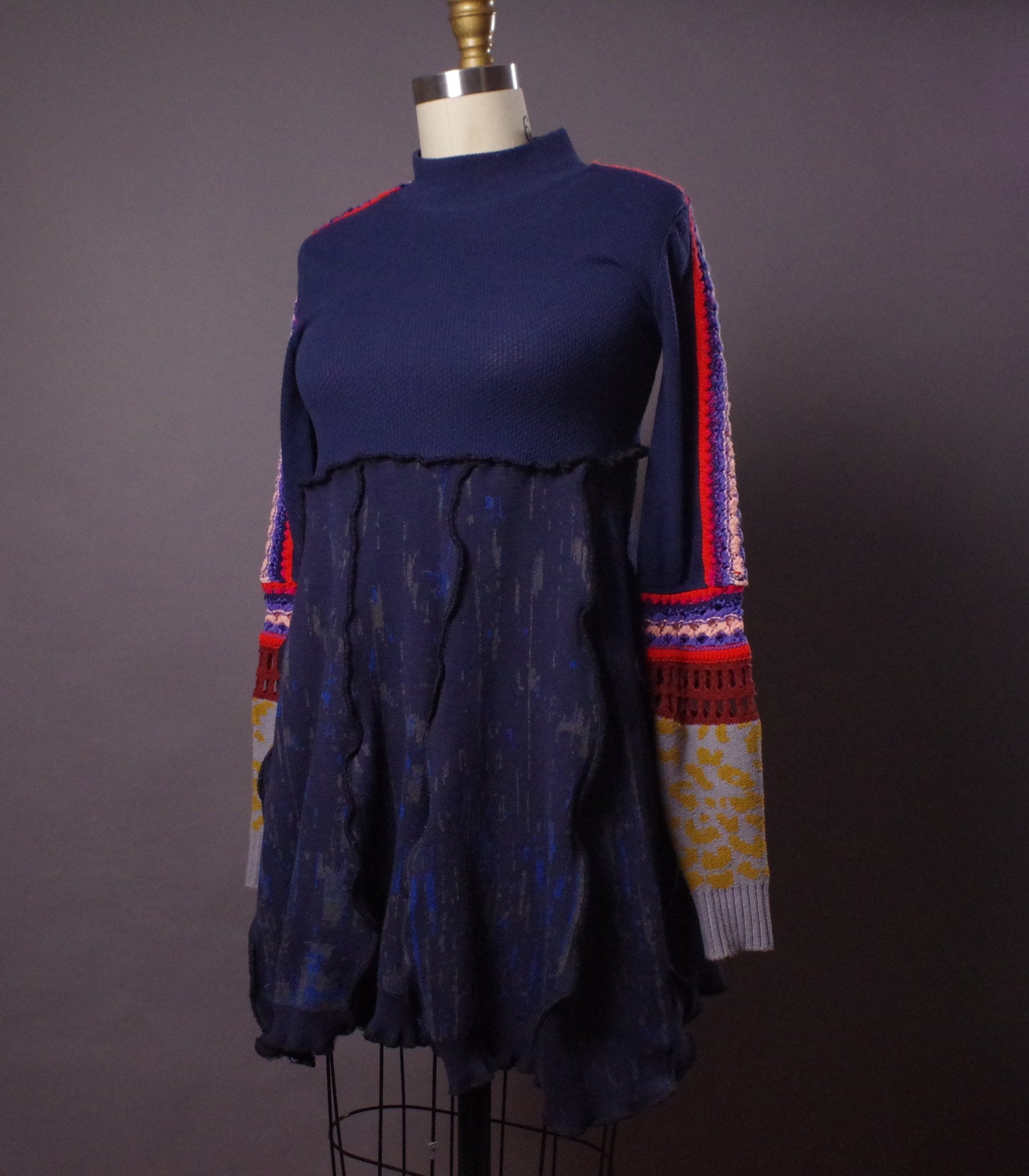 OOAK Sweater Dress, Unique Sweater Dress, Patchwork Sweater Dress