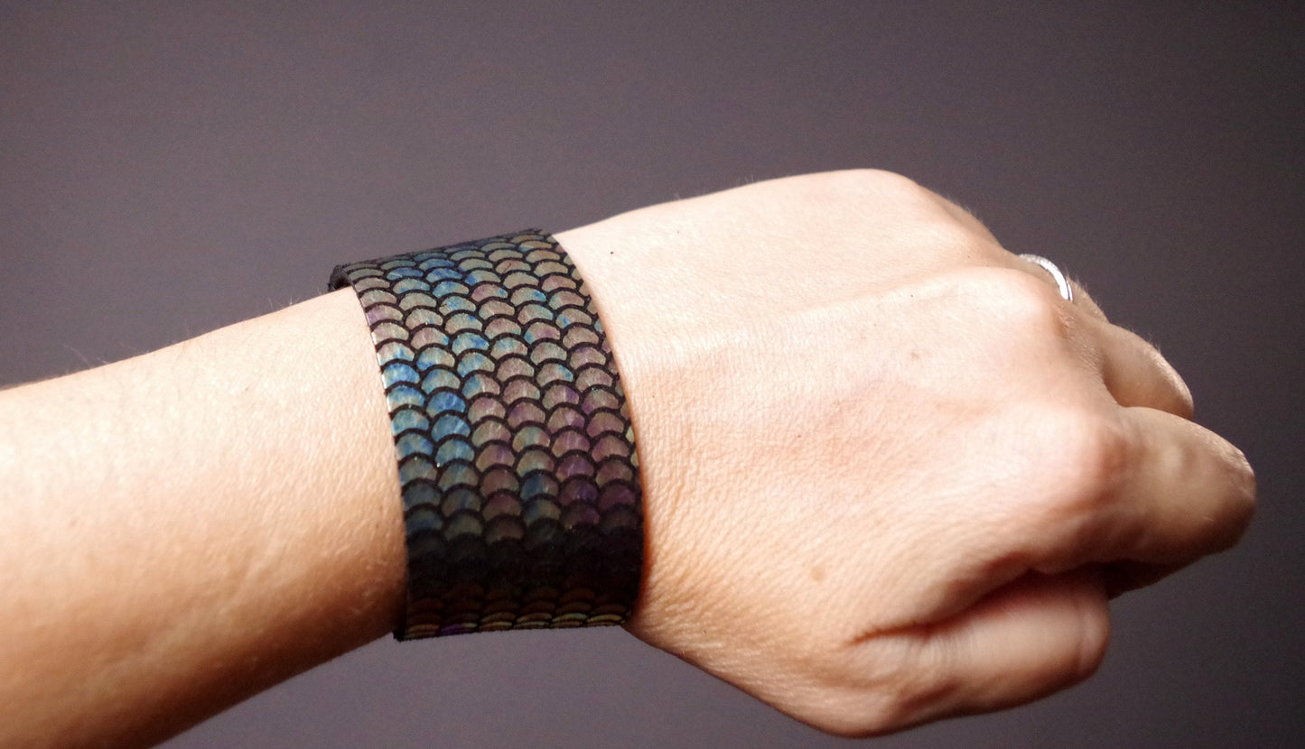 Mermaid Tail leather cuff - Leather Cuff Bracelet - Leather Cuff - Leather Bracelet