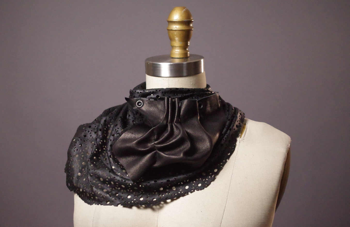 Leather Black Scarf - Twisted Leather Scarf - Unique black Scarf - Goth Black Scarf - Goth Accessories - Goth