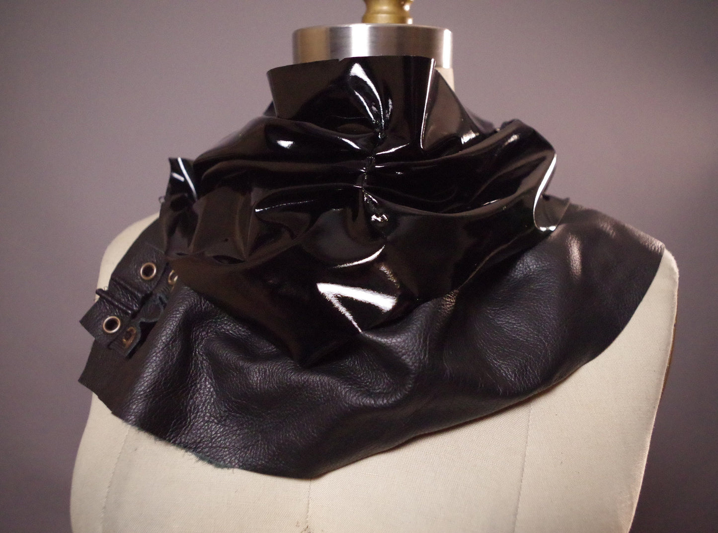 Leather Black Scarf - Shiny Leather Scarf - Latex black Scarf - Goth Black Scarf - Goth Accessories - Avantgarde scarf