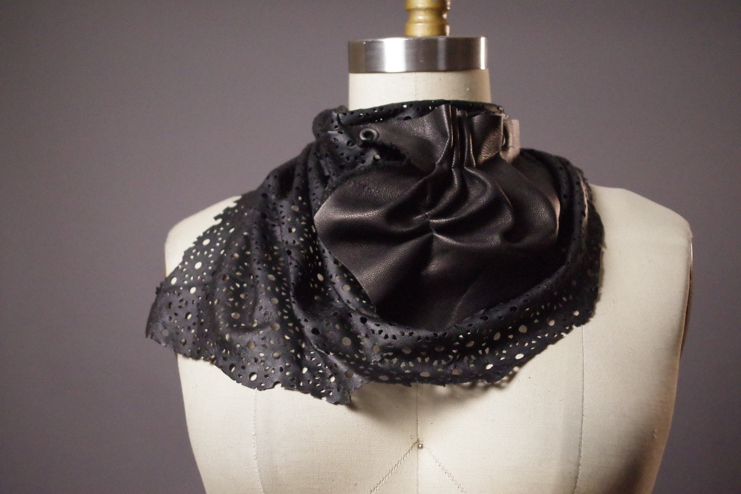 Leather Black Scarf - Twisted Leather Scarf - Unique black Scarf - Goth Black Scarf - Goth Accessories - Goth
