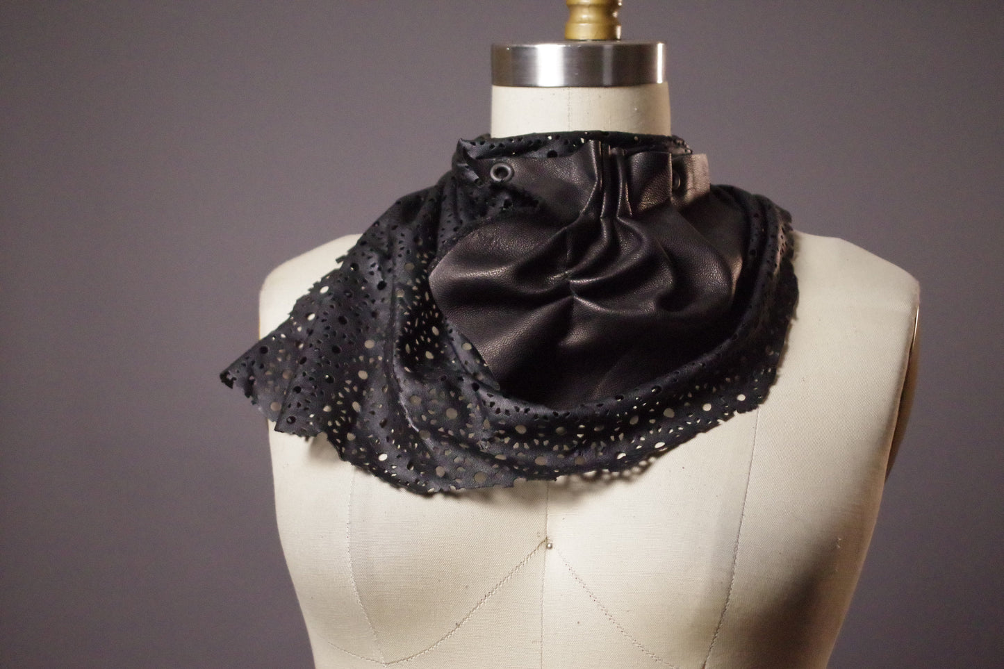 Leather Black Scarf - Twisted Leather Scarf - Unique black Scarf - Goth Black Scarf - Goth Accessories - Goth