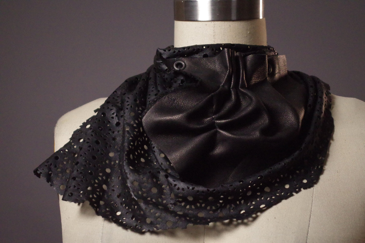Leather Black Scarf - Twisted Leather Scarf - Unique black Scarf - Goth Black Scarf - Goth Accessories - Goth