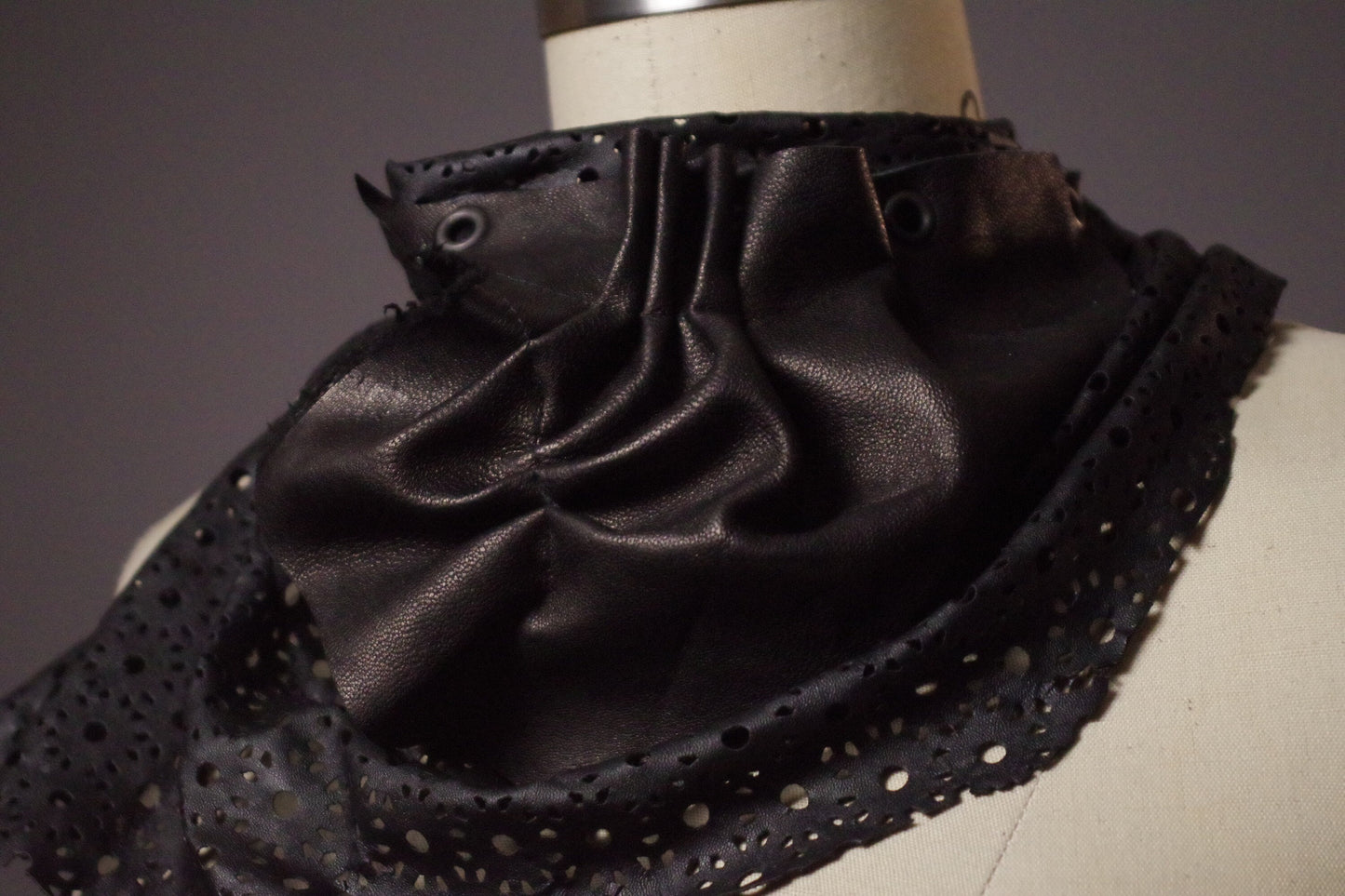 Leather Black Scarf - Twisted Leather Scarf - Unique black Scarf - Goth Black Scarf - Goth Accessories - Goth