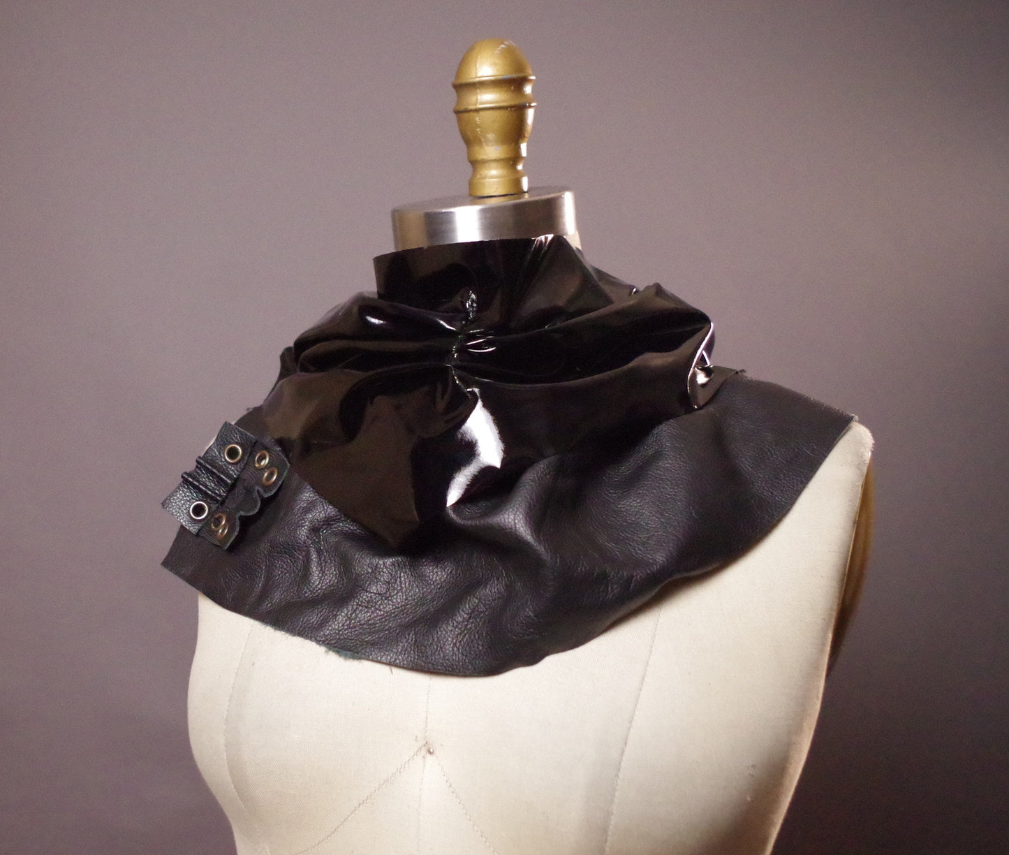 Leather Black Scarf - Shiny Leather Scarf - Latex black Scarf - Goth Black Scarf - Goth Accessories - Avantgarde scarf
