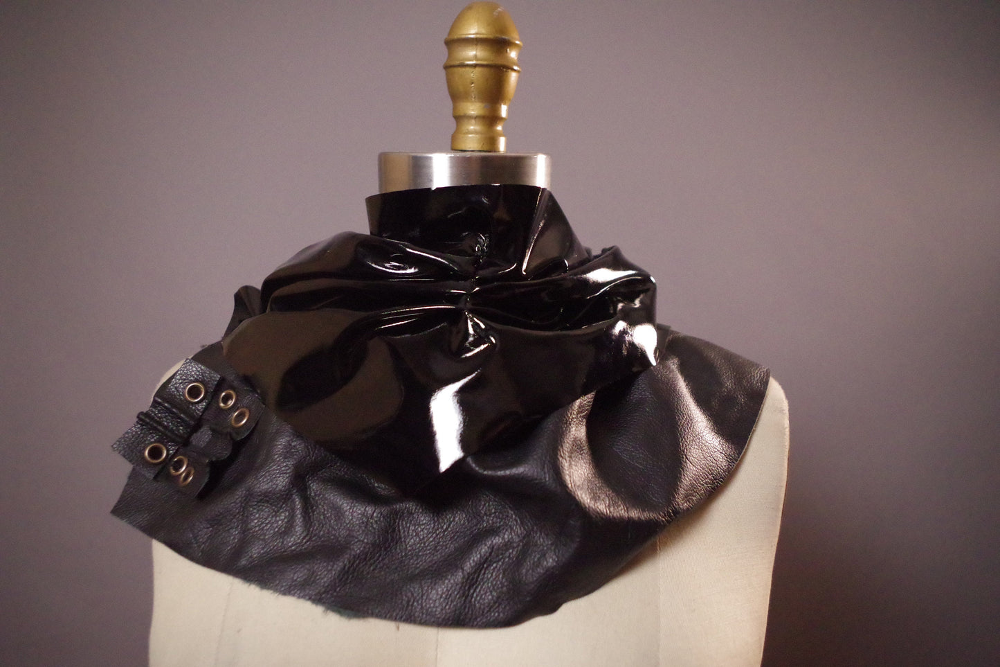Leather Black Scarf - Shiny Leather Scarf - Latex black Scarf - Goth Black Scarf - Goth Accessories - Avantgarde scarf