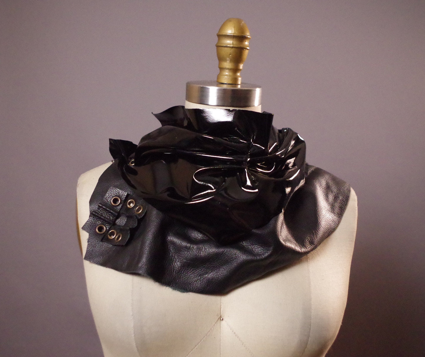 Leather Black Scarf - Shiny Leather Scarf - Latex black Scarf - Goth Black Scarf - Goth Accessories - Avantgarde scarf