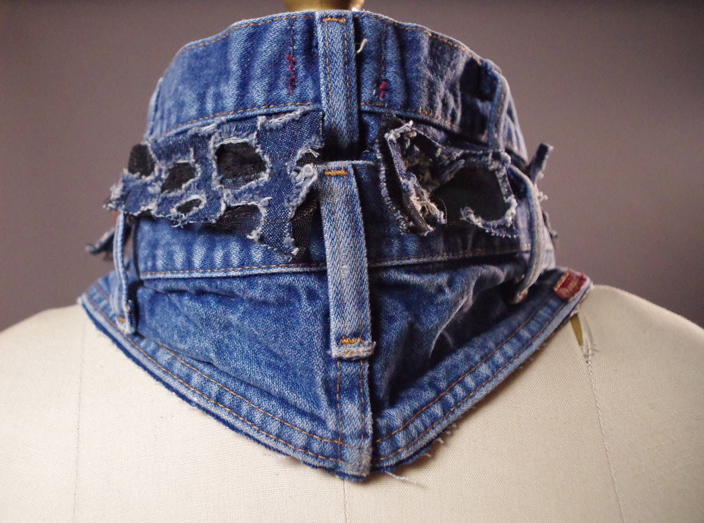 Up-cycled Jean Scarf, Unique unisex jean neck warmer, Up-cycled Jeans